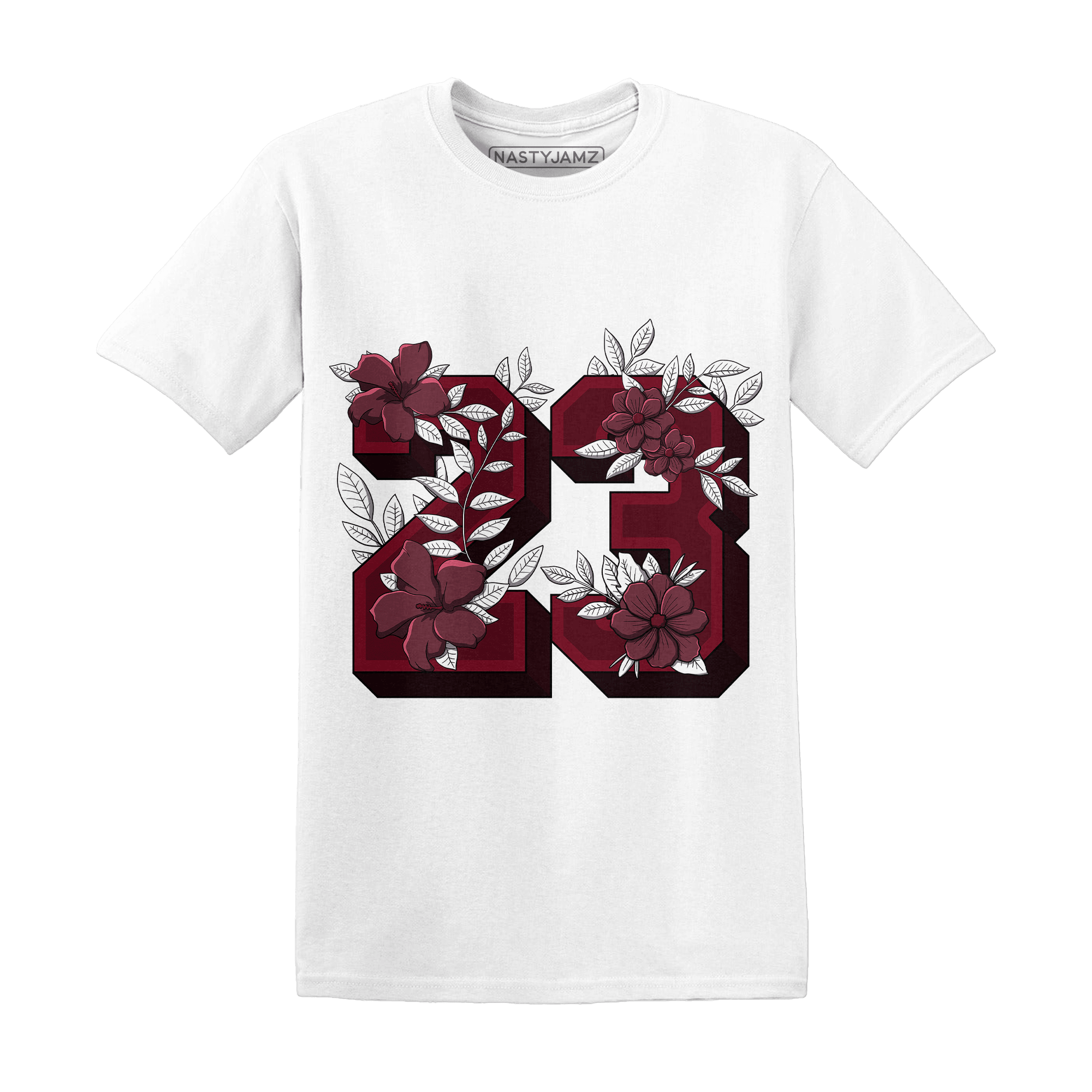High White Team Red 1s T Shirt 23 Floral - NastyJamz