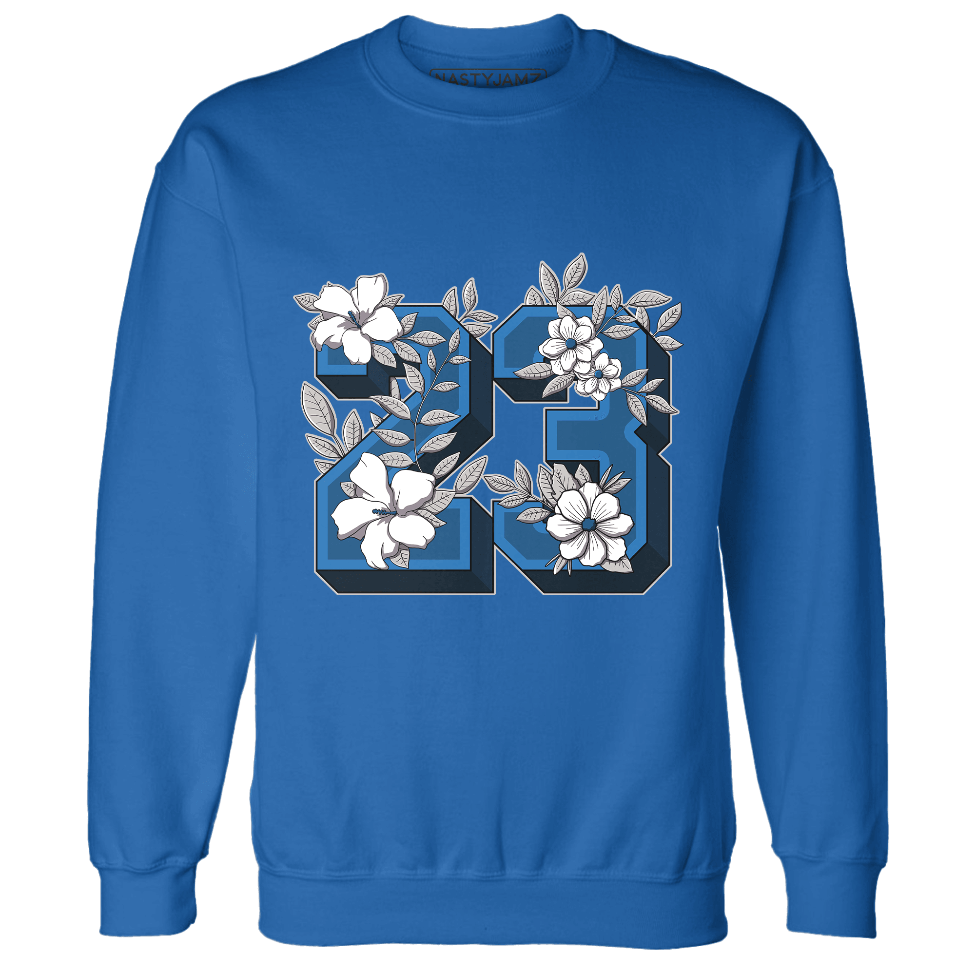 Industrial Blue 4s Sweatshirt Match 23 Floral - NastyJamz