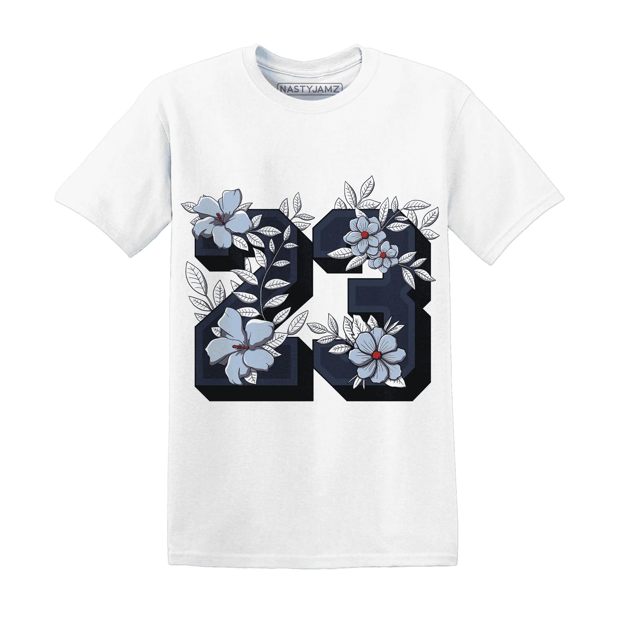 White-Navy-6s-T-Shirt-Match-23-Floral