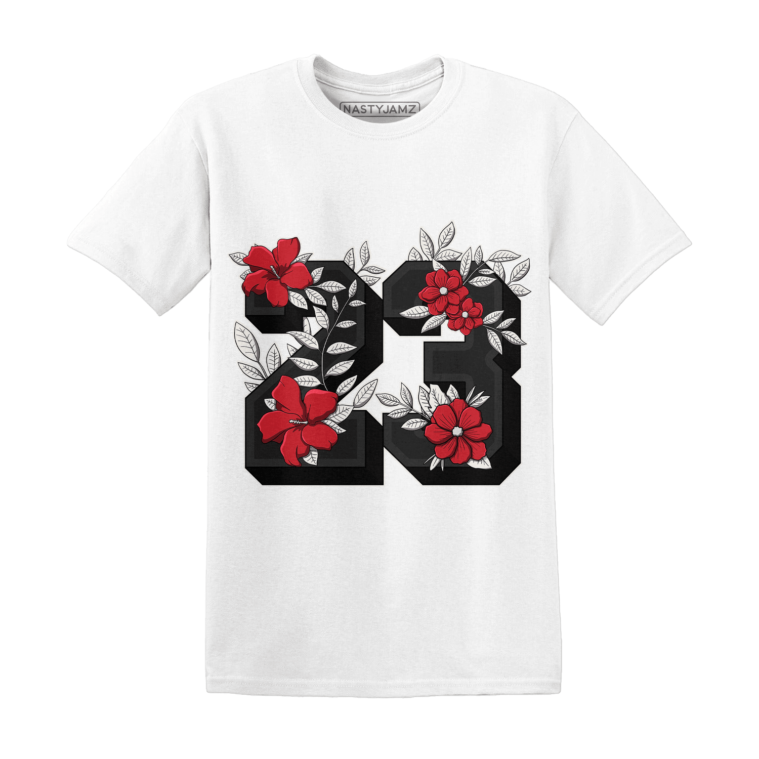 Jumman Jack University Red T Shirt 23 Floral - NastyJamz