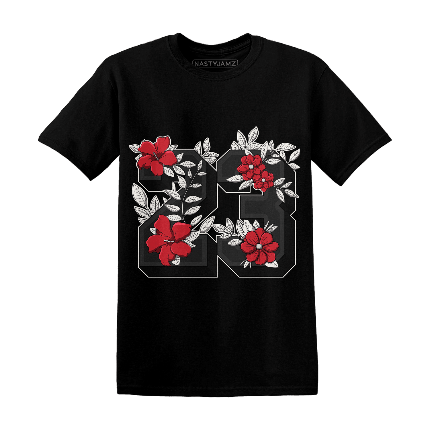 Jumman Jack University Red T Shirt 23 Floral - NastyJamz