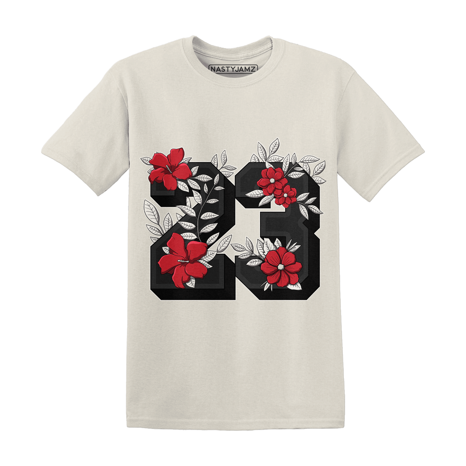 Jumman Jack University Red T Shirt 23 Floral - NastyJamz