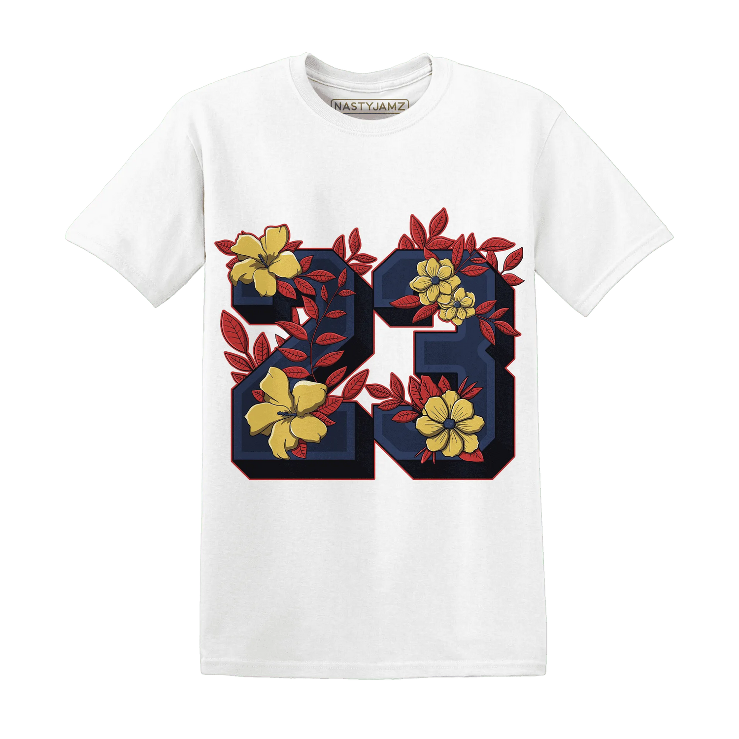 VaporMax-Air-Plus-Midnight-Navy-Gold-Black-NastyJamz-T-Shirt-Match-23-Floral