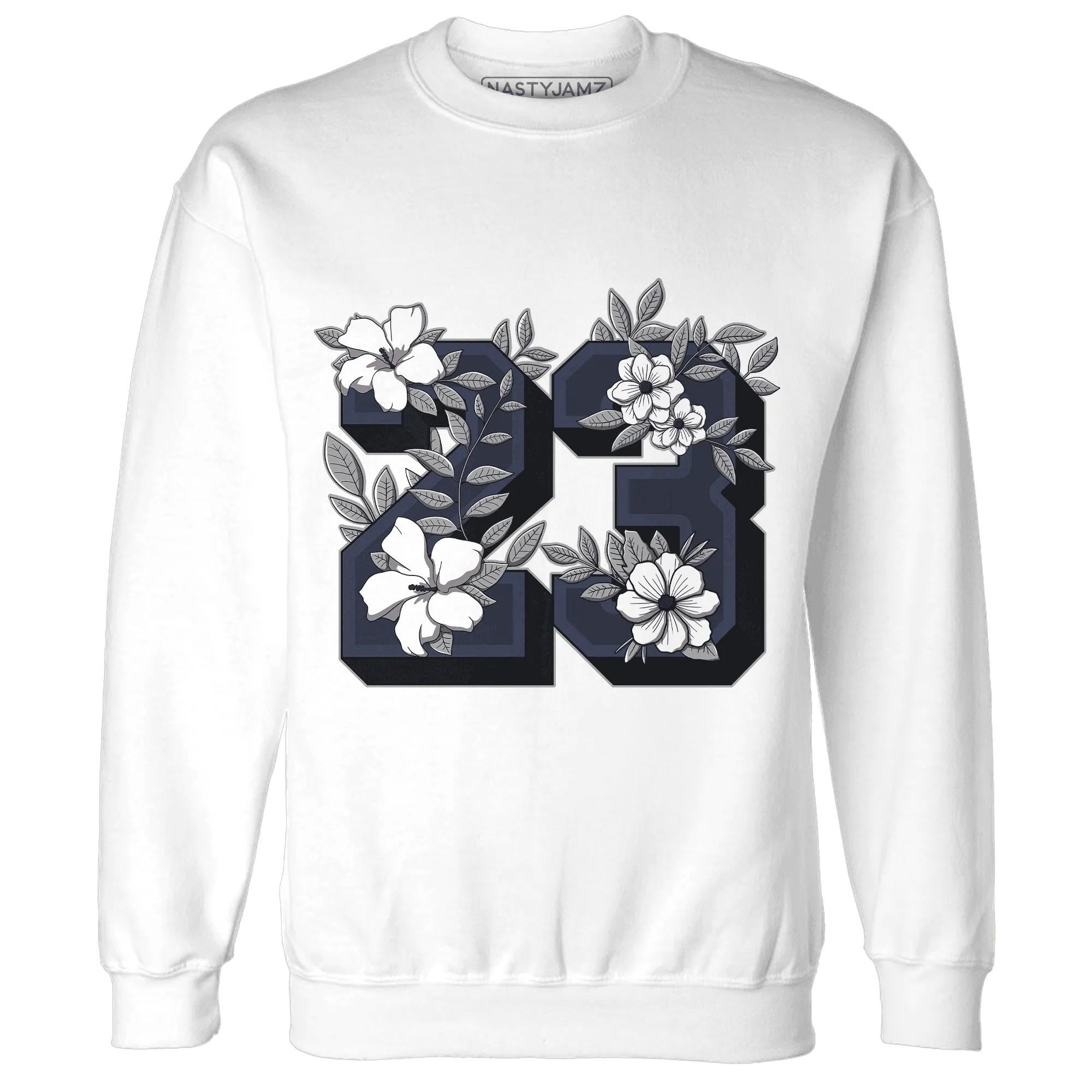 VaporMax-Plus-Midnight-Navy-White-Metallic-Silver-Sweatshirt-Match-23-Floral