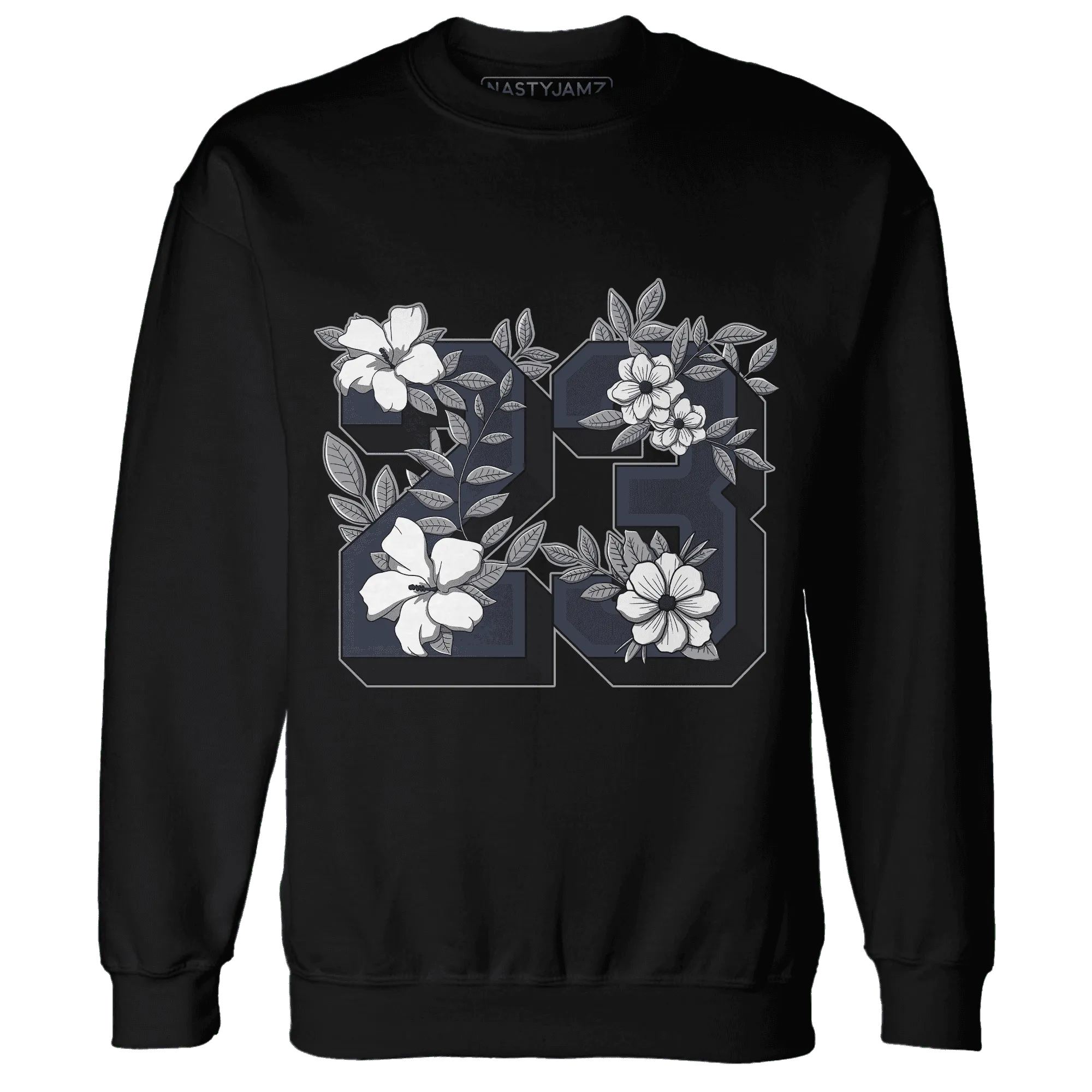 VaporMax-Plus-Midnight-Navy-White-Metallic-Silver-Sweatshirt-Match-23-Floral