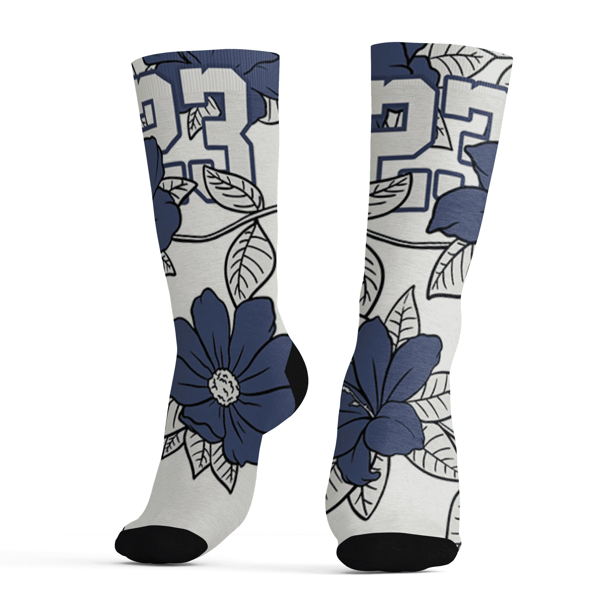 Low-Diffused-Blue-11s-Socks-Match-23-Floral-3D-Flower