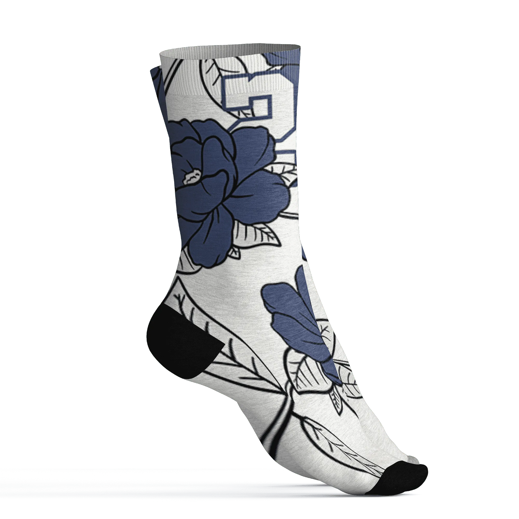 Low-Diffused-Blue-11s-Socks-Match-23-Floral-3D-Flower