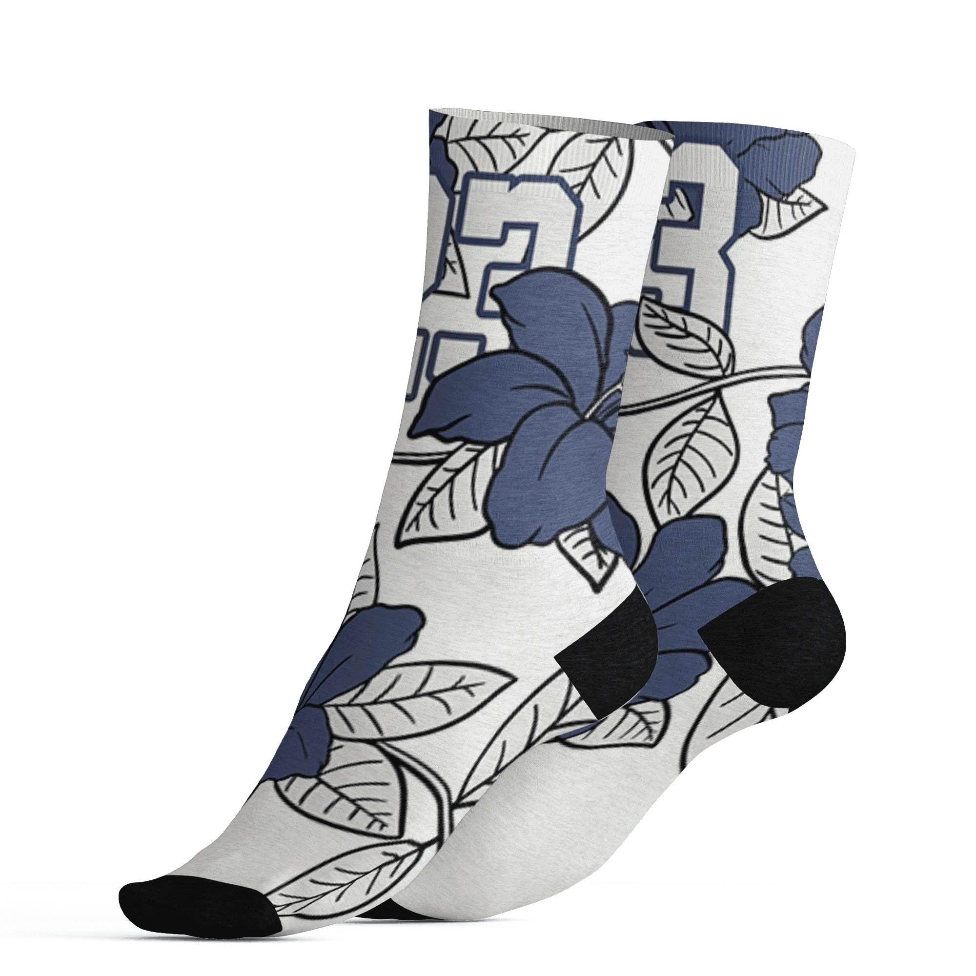 Low-Diffused-Blue-11s-Socks-Match-23-Floral-3D-Flower