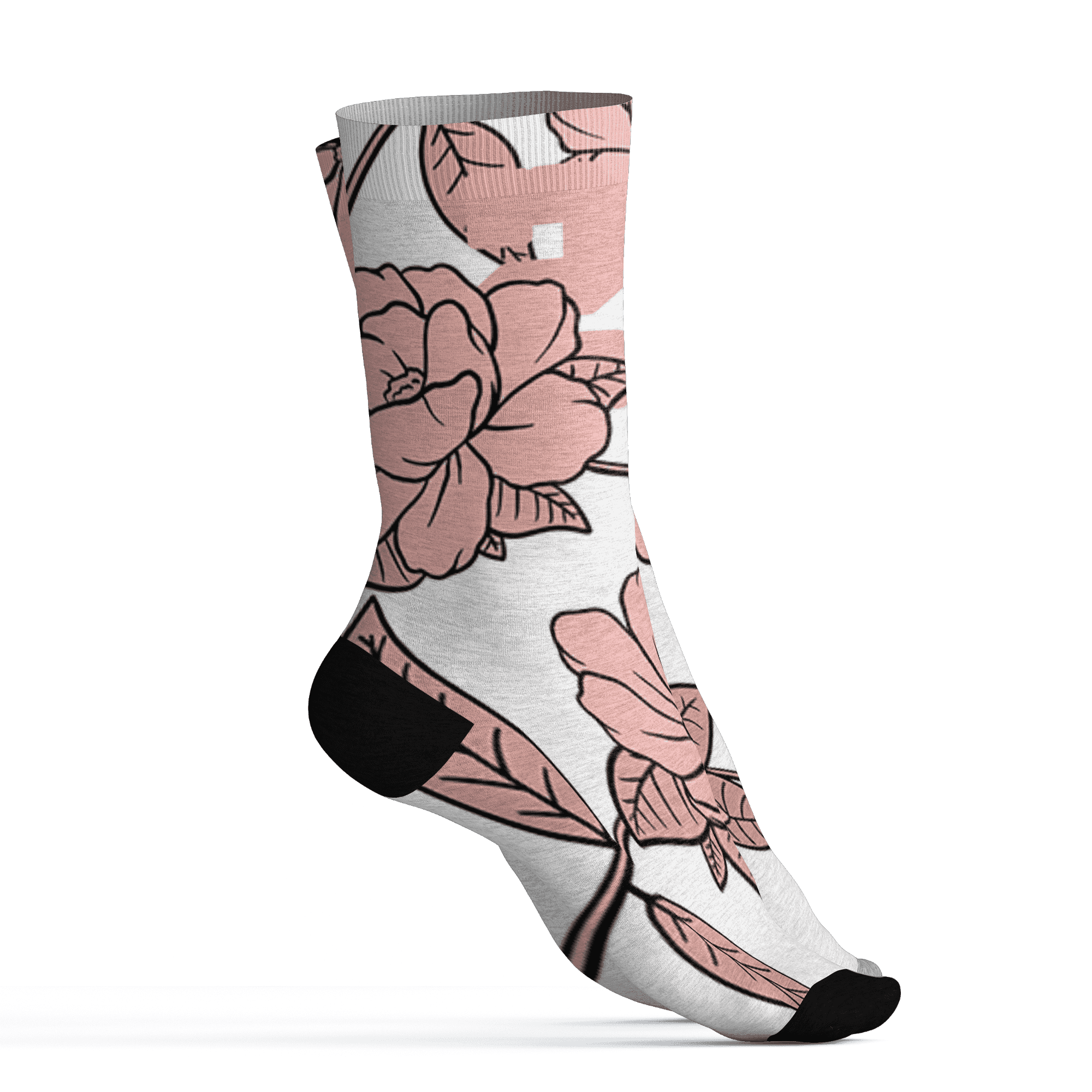 Low Legend Pink 11s Socks Match 23 Floral 3D All-Over Print Flower - NastyJamz
