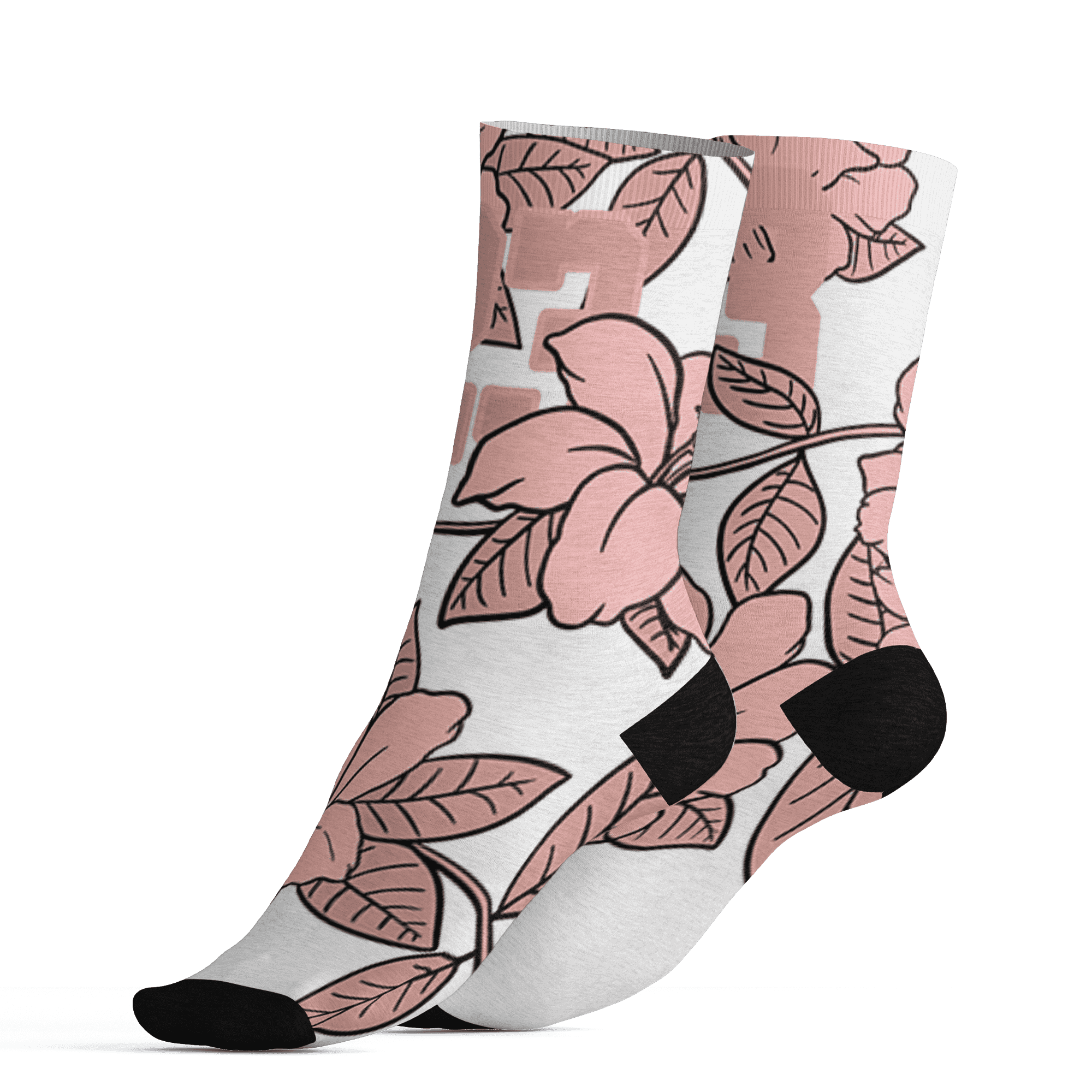 Low Legend Pink 11s Socks Match 23 Floral 3D All-Over Print Flower - NastyJamz