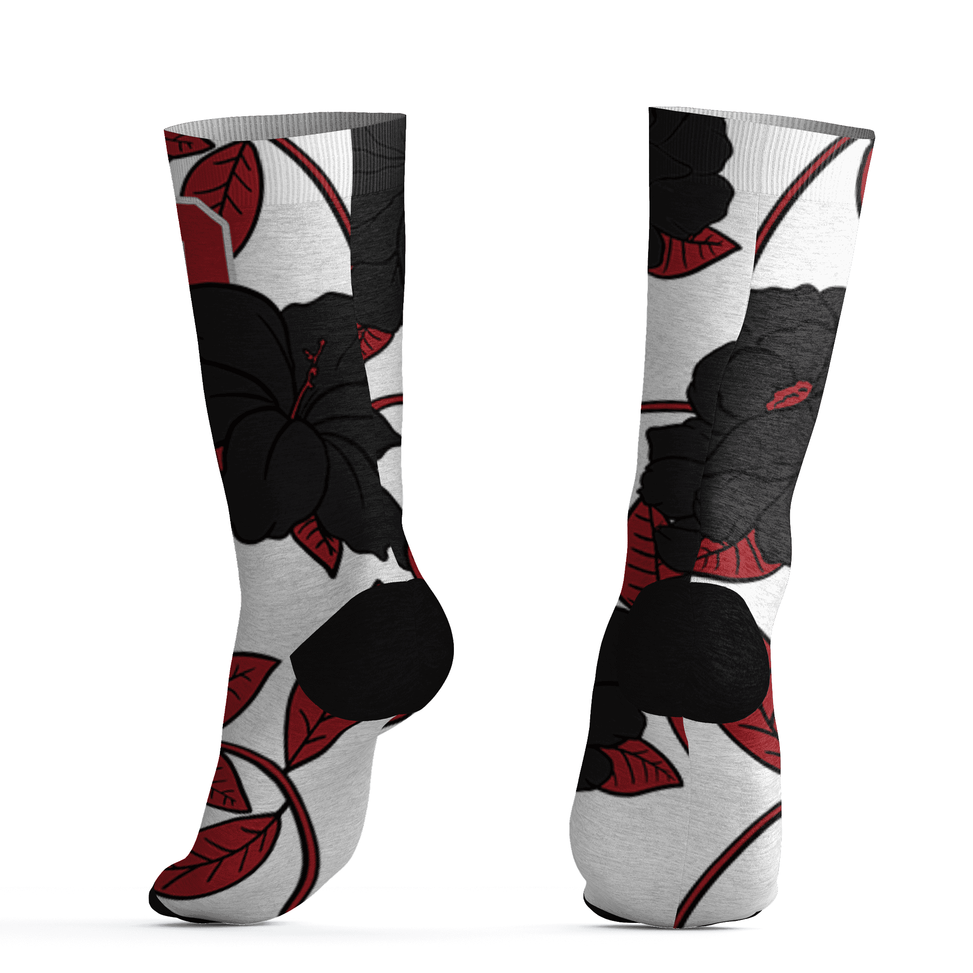 Retro Red Taxi 12s Socks Match 23 Floral 3D All-Over Print Flower - NastyJamz