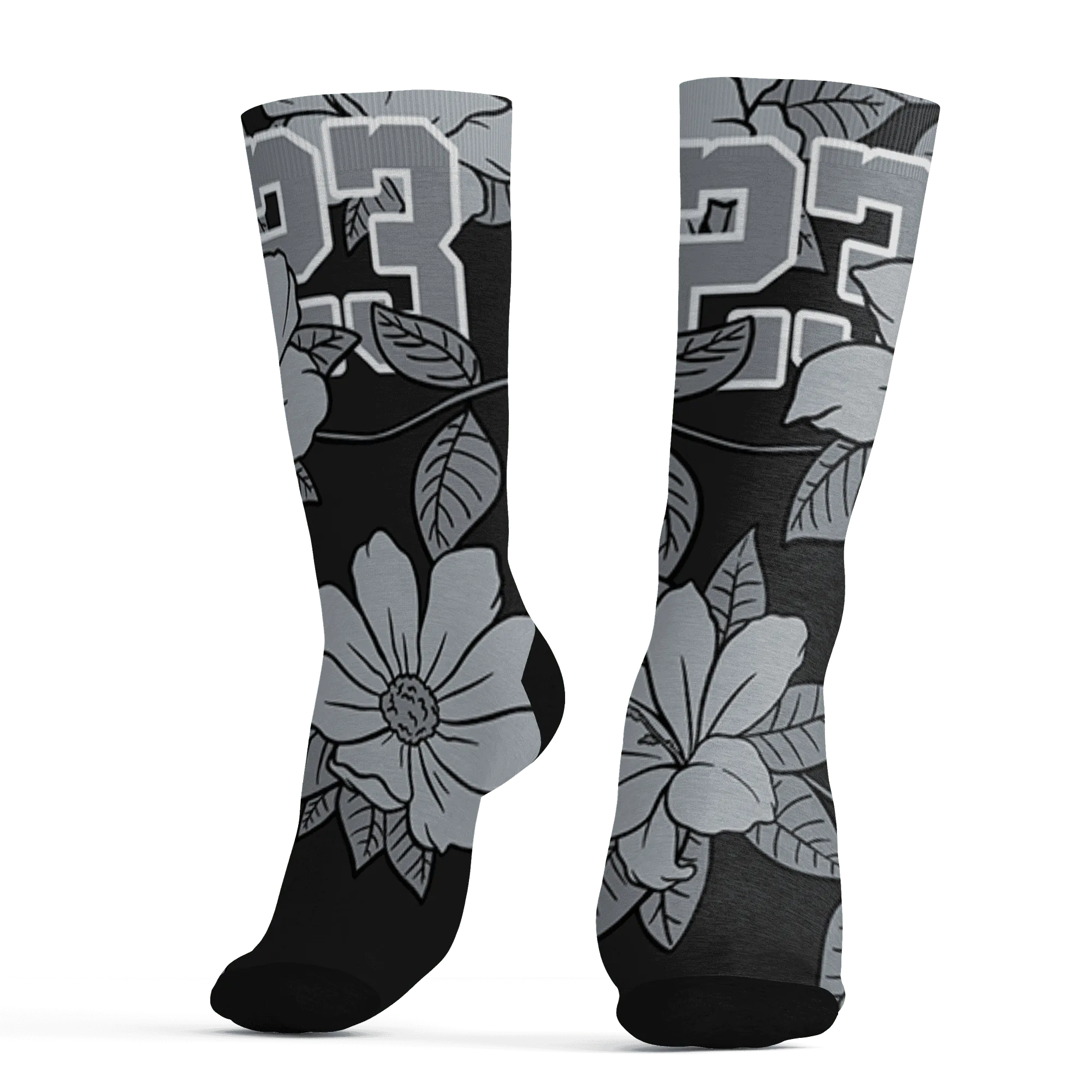 Wolf-Grey-12s-Socks-Match-23-Floral-3D-Flower