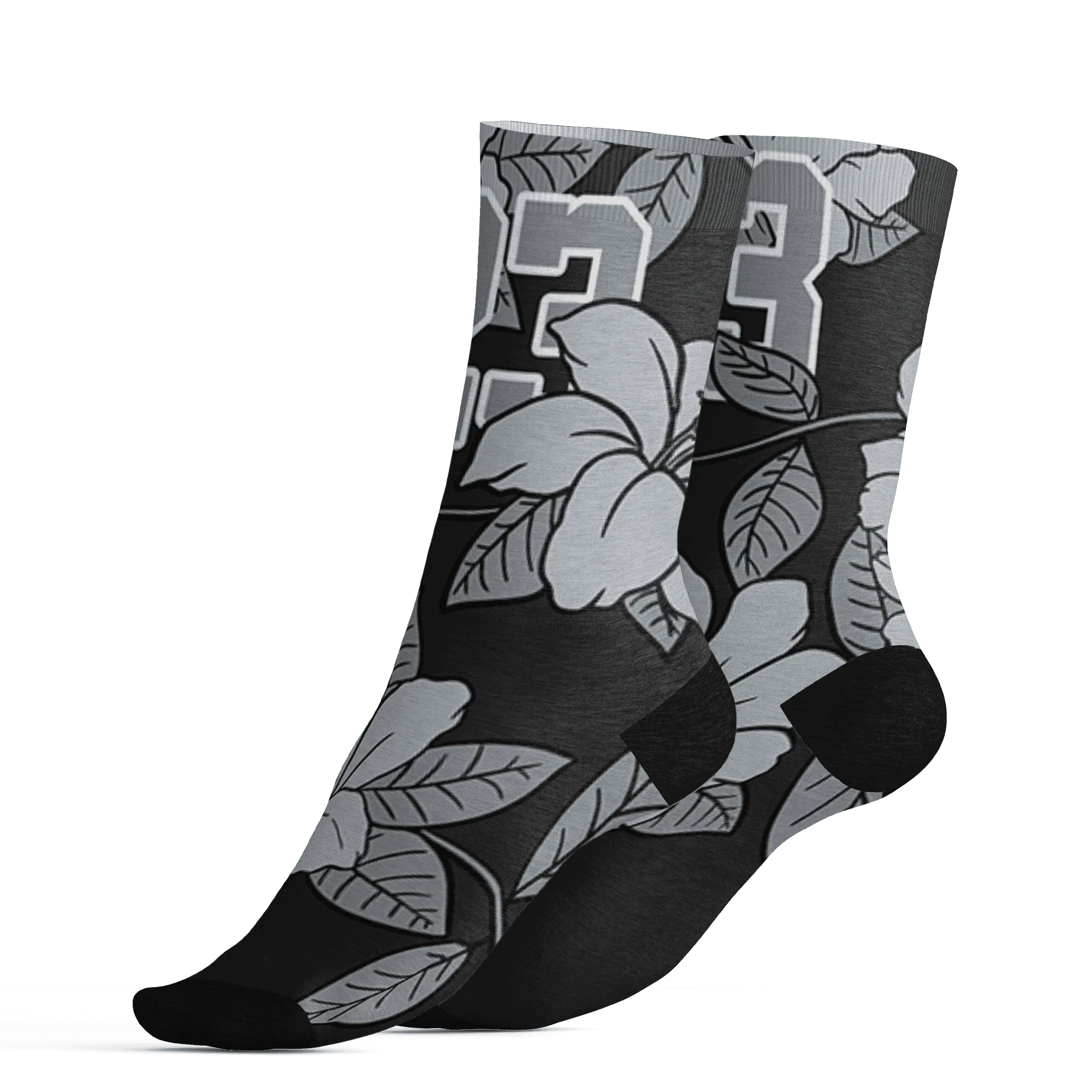 Wolf-Grey-12s-Socks-Match-23-Floral-3D-Flower