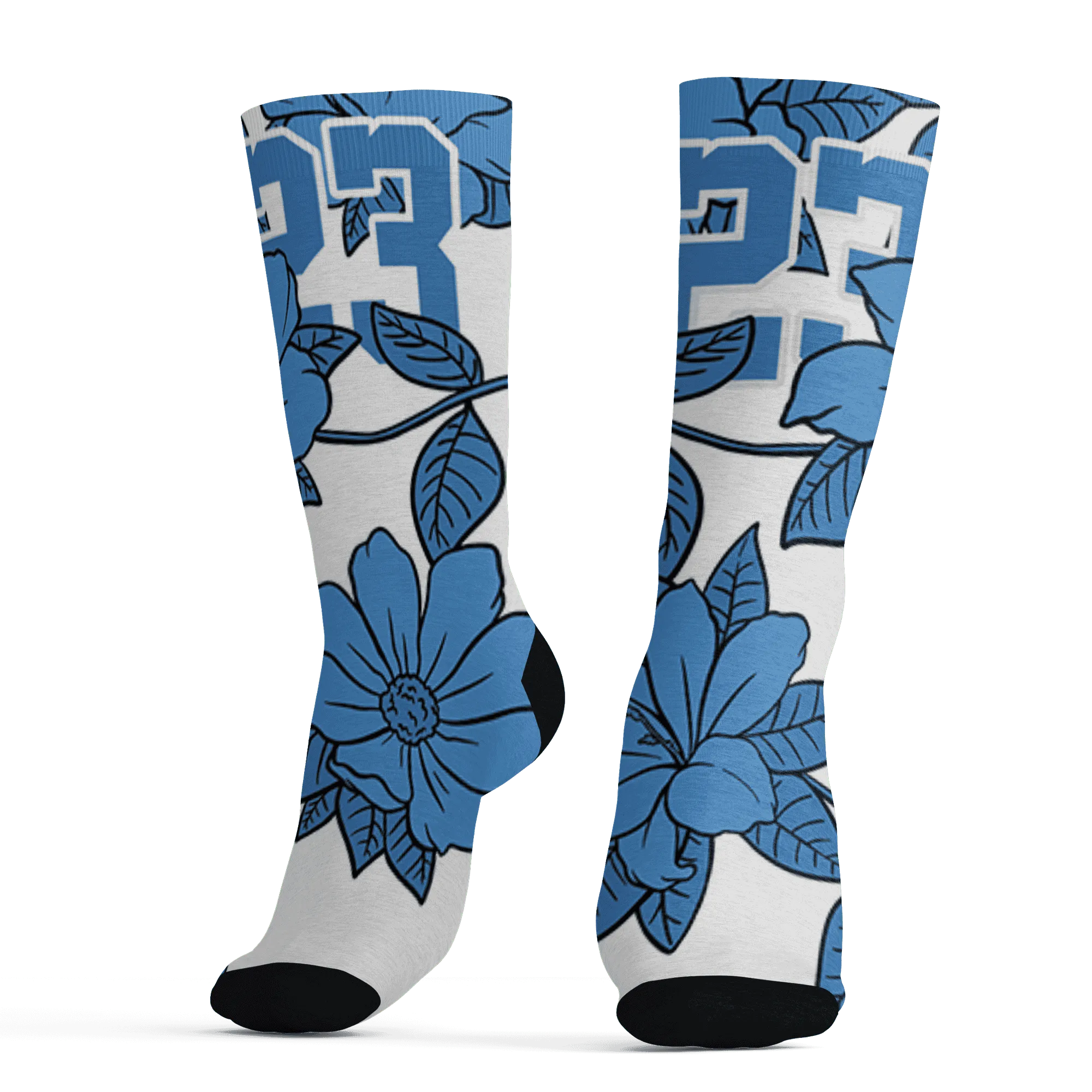 Carolina-Blue-Univercitii-17s-Socks-Match-23-Floral-3D-Flower