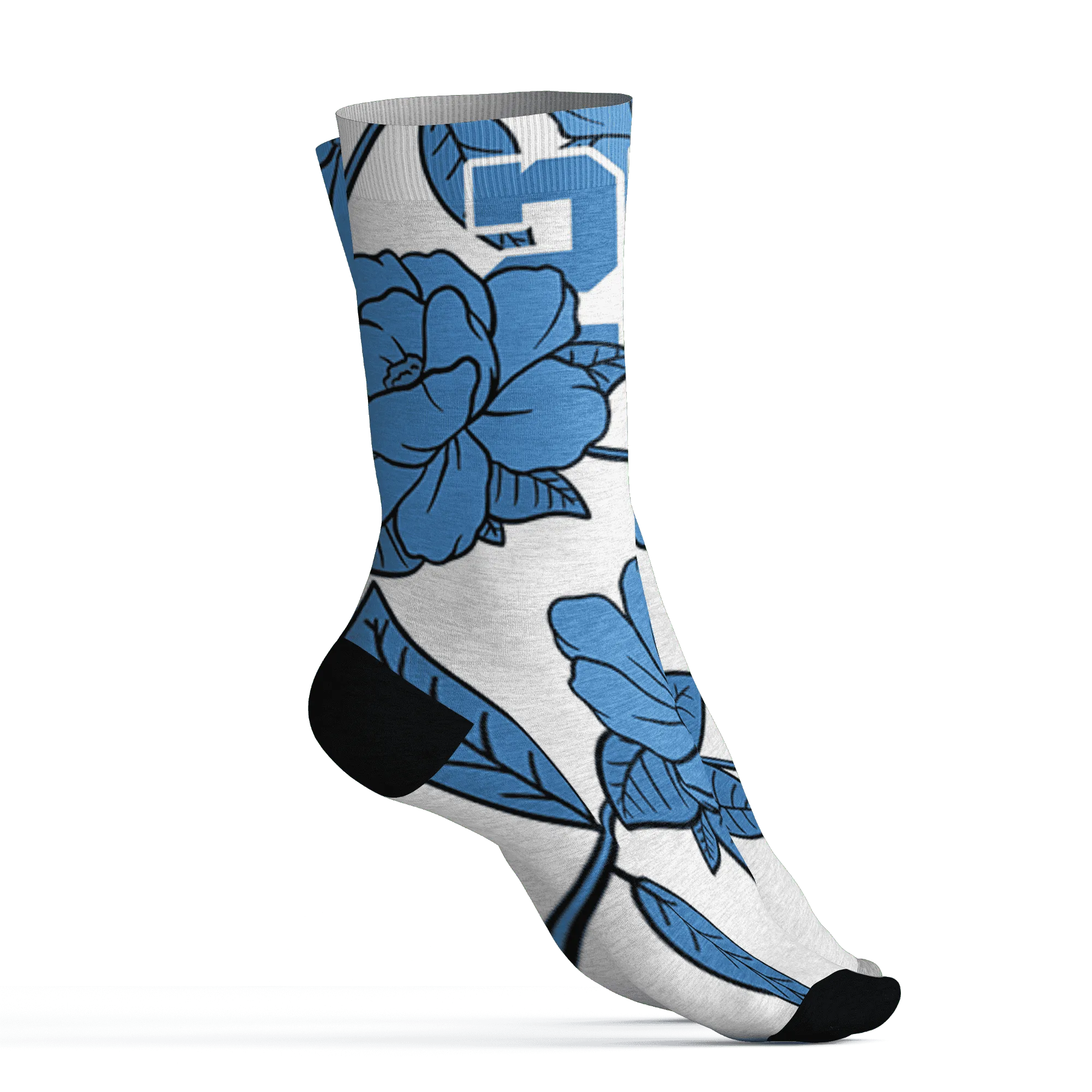 Carolina-Blue-Univercitii-17s-Socks-Match-23-Floral-3D-Flower