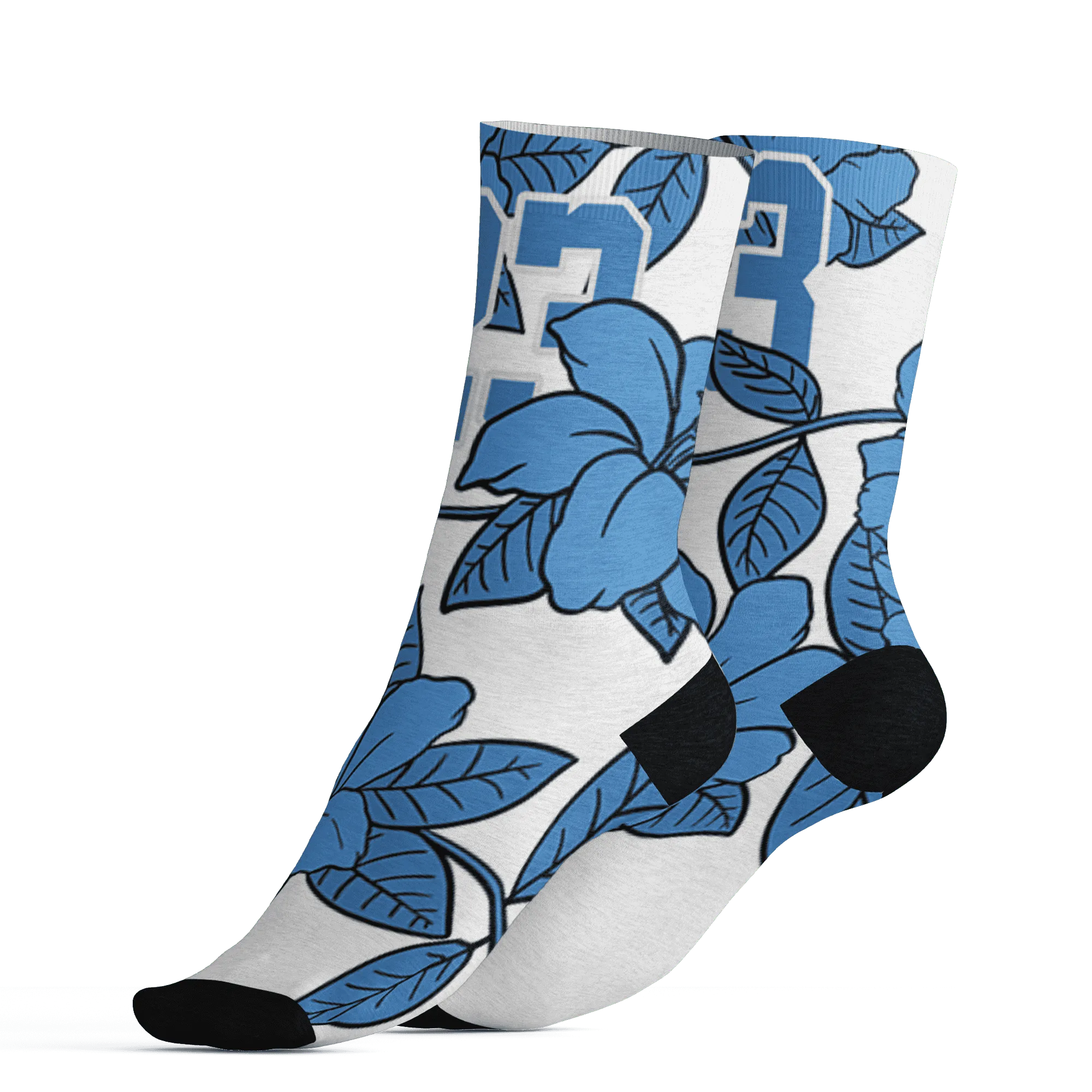 Carolina-Blue-Univercitii-17s-Socks-Match-23-Floral-3D-Flower