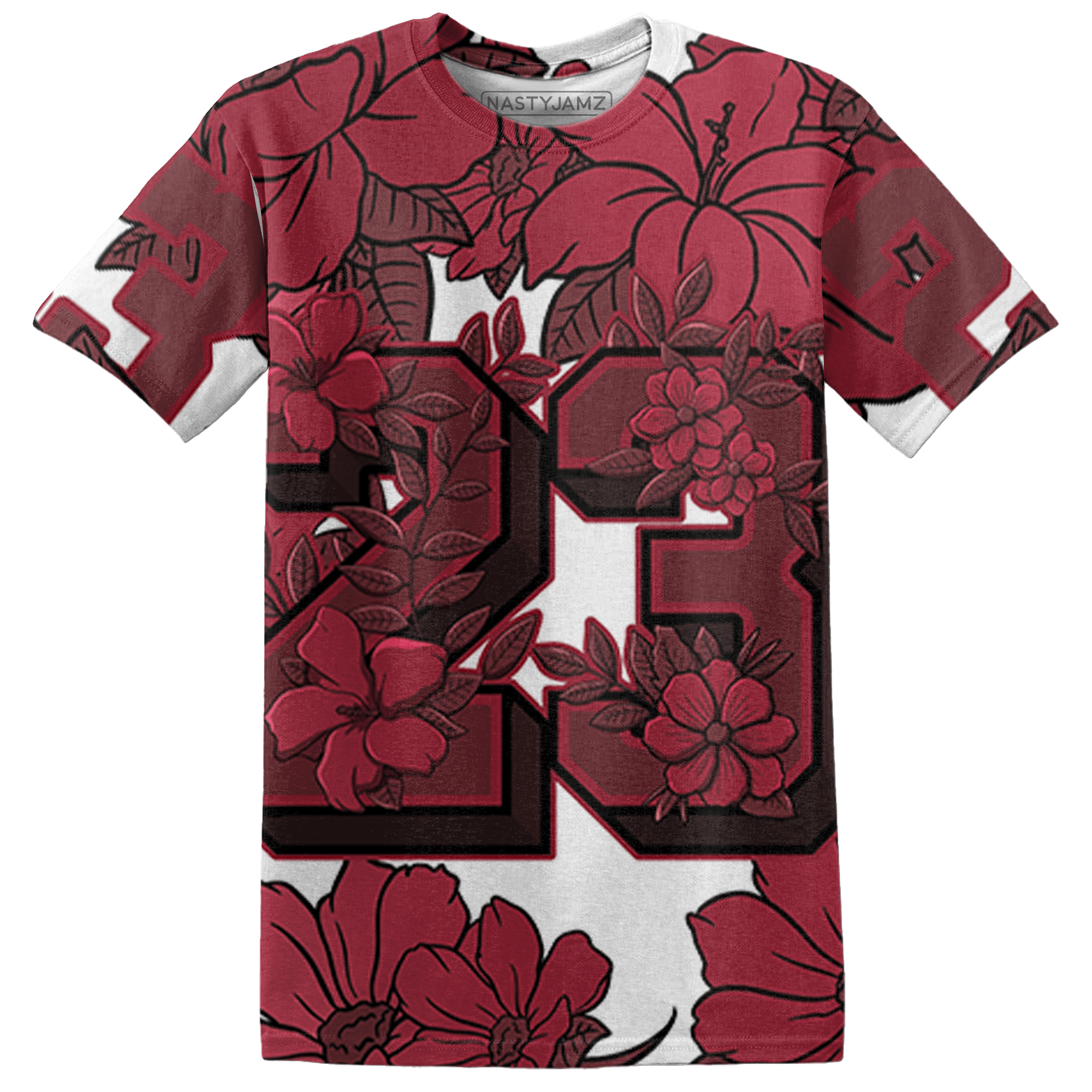High 85 Metallic Burgundy 1s T Shirt Match 23 Floral 3D All-Over Print Flower - NastyJamz