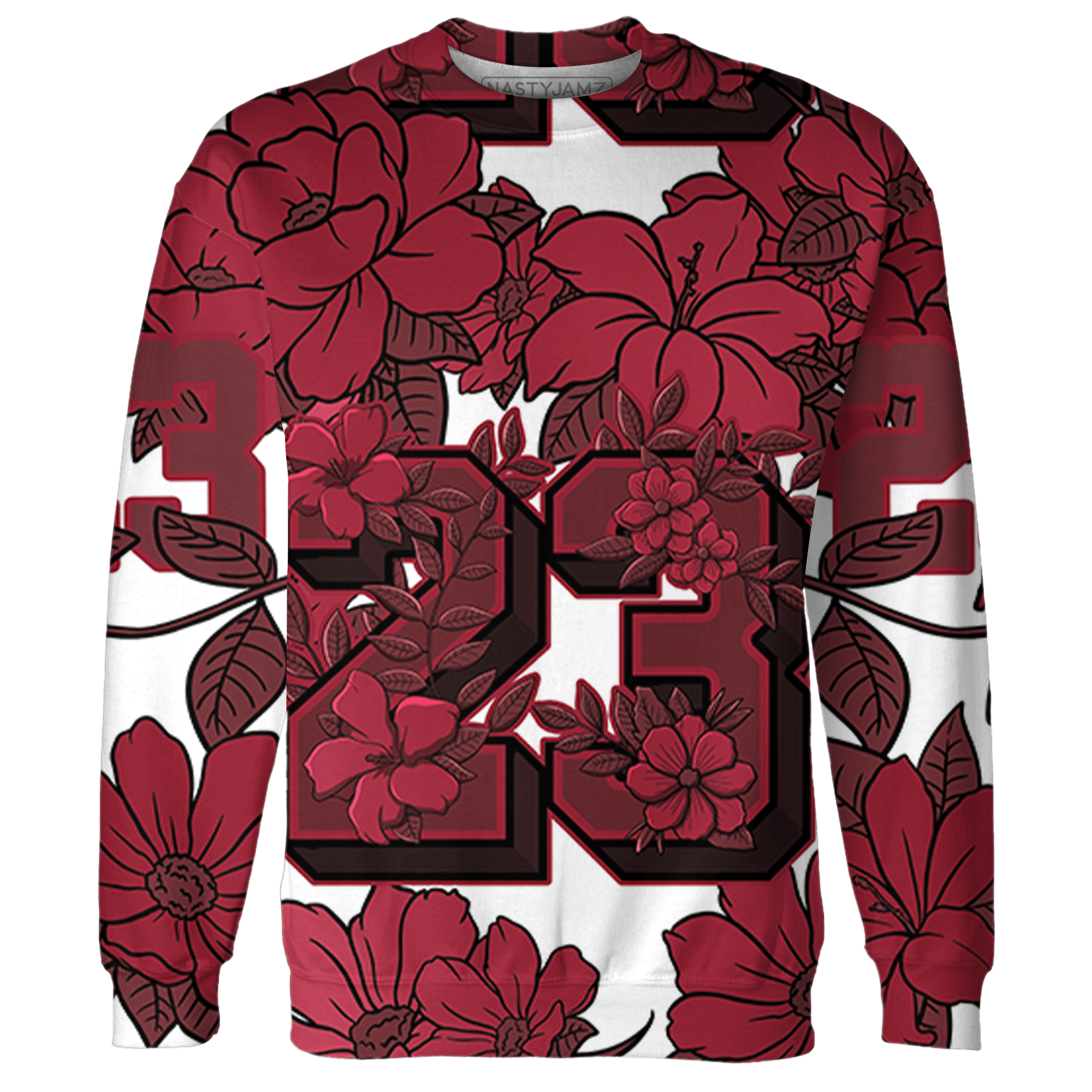High 85 Metallic Burgundy 1s Sweatshirt Match 23 Floral 3D All-Over Print Flower - NastyJamz