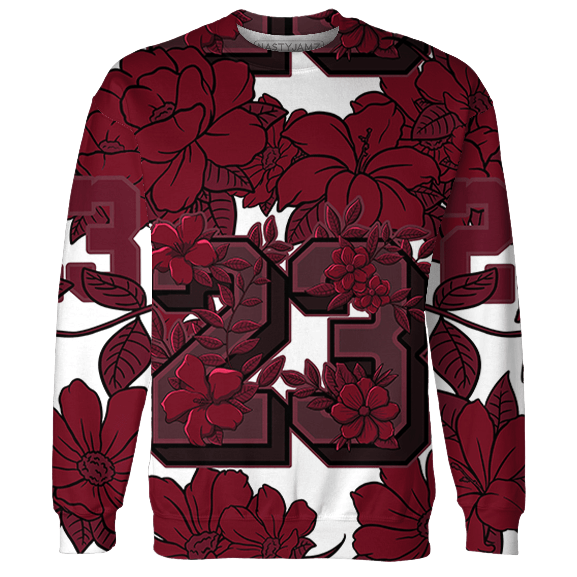 High White Team Red 1s Sweatshirt Match 23 Floral 3D All-Over Print Flower - NastyJamz