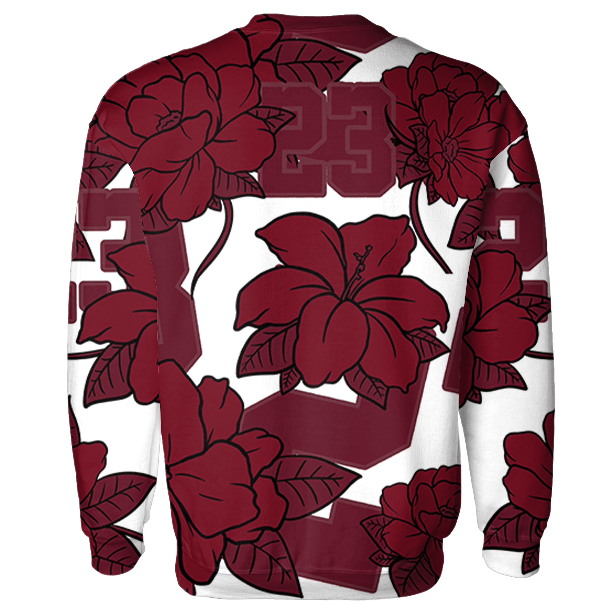 High White Team Red 1s Sweatshirt Match 23 Floral 3D All-Over Print Flower - NastyJamz