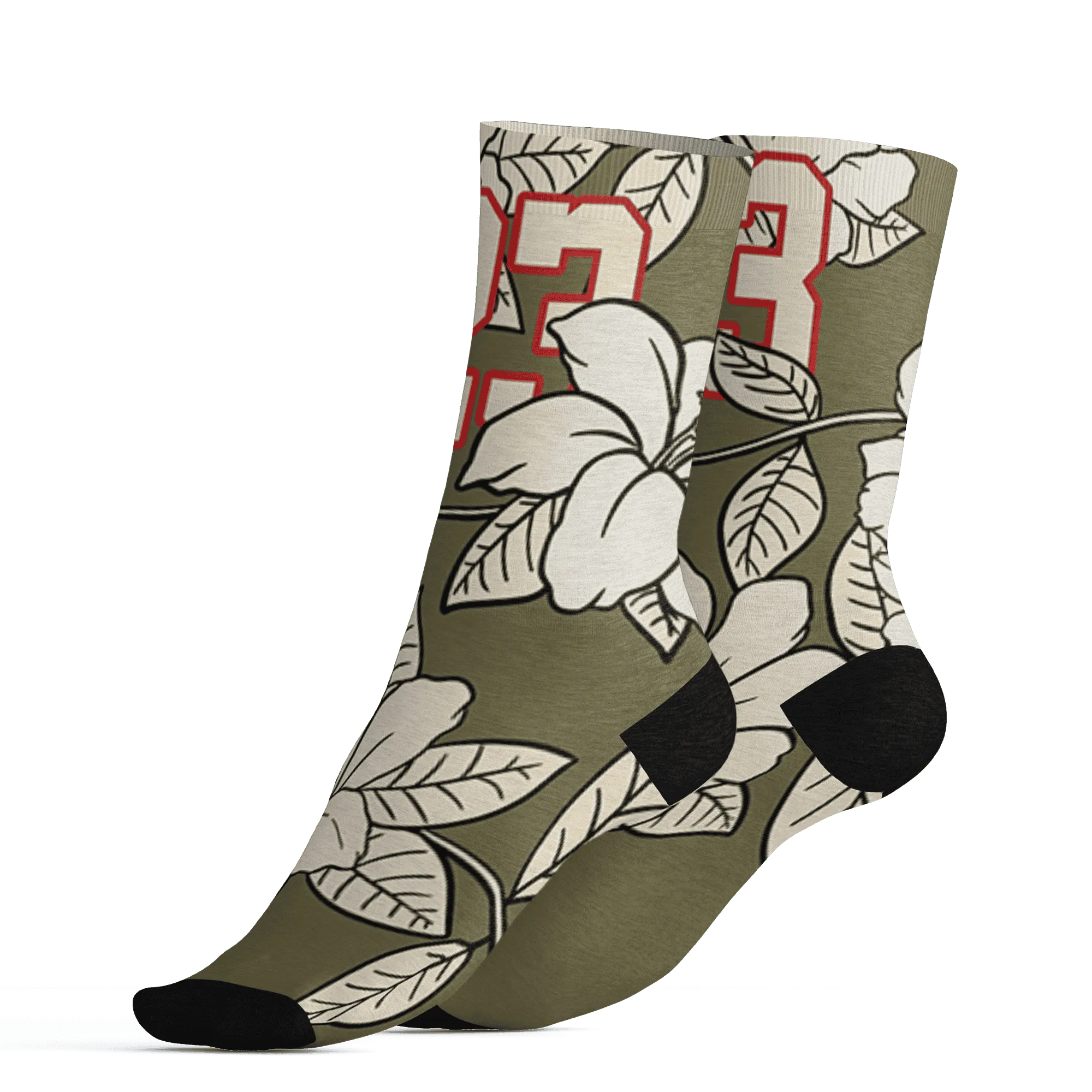 Medium-Olive-1s-Socks-Match-23-Floral-3D-Flower