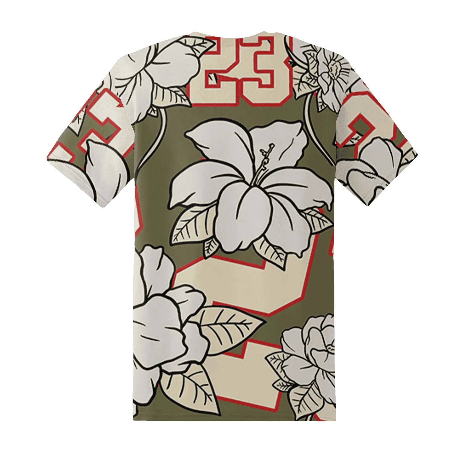 Medium-Olive-1s-T-Shirt-Match-23-Floral-3D-Flower
