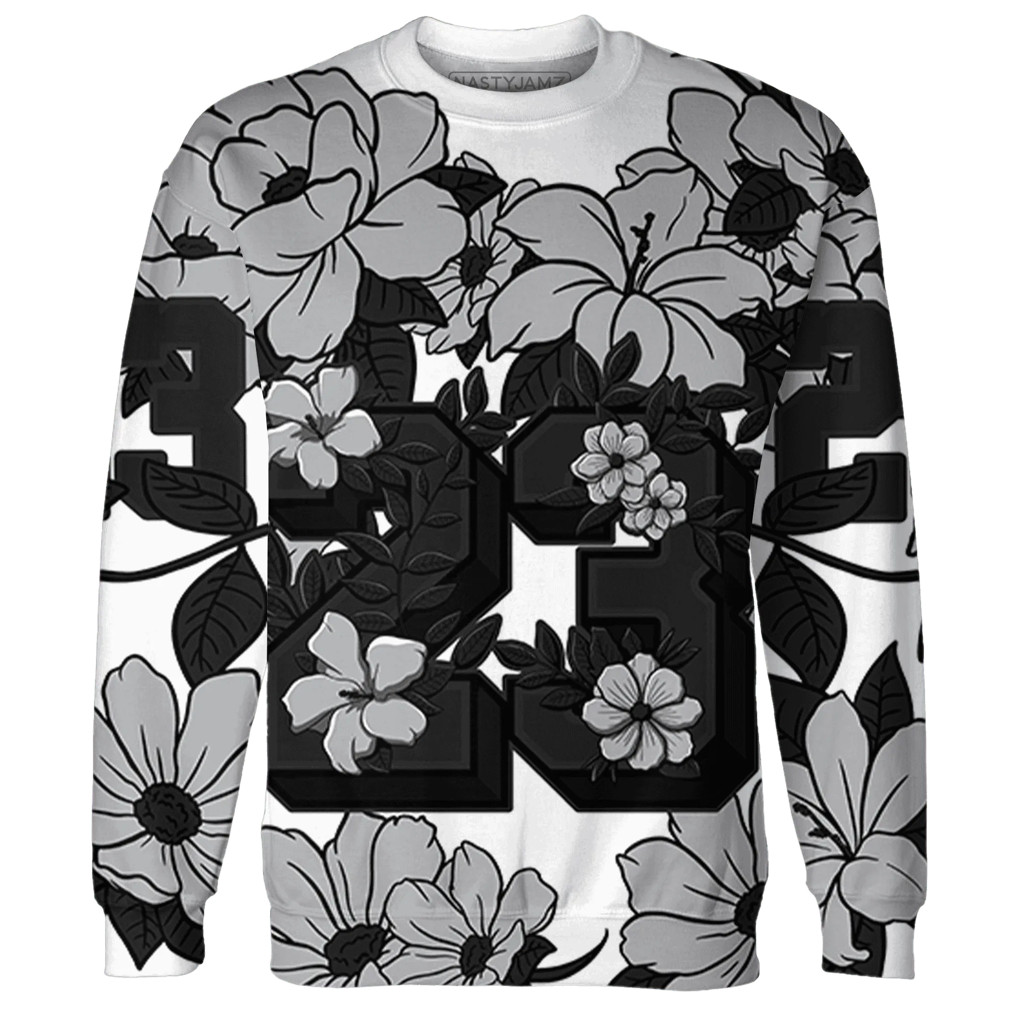 Wolf-Grey-1s-Sweatshirt-Match-23-Floral-3D-Flower