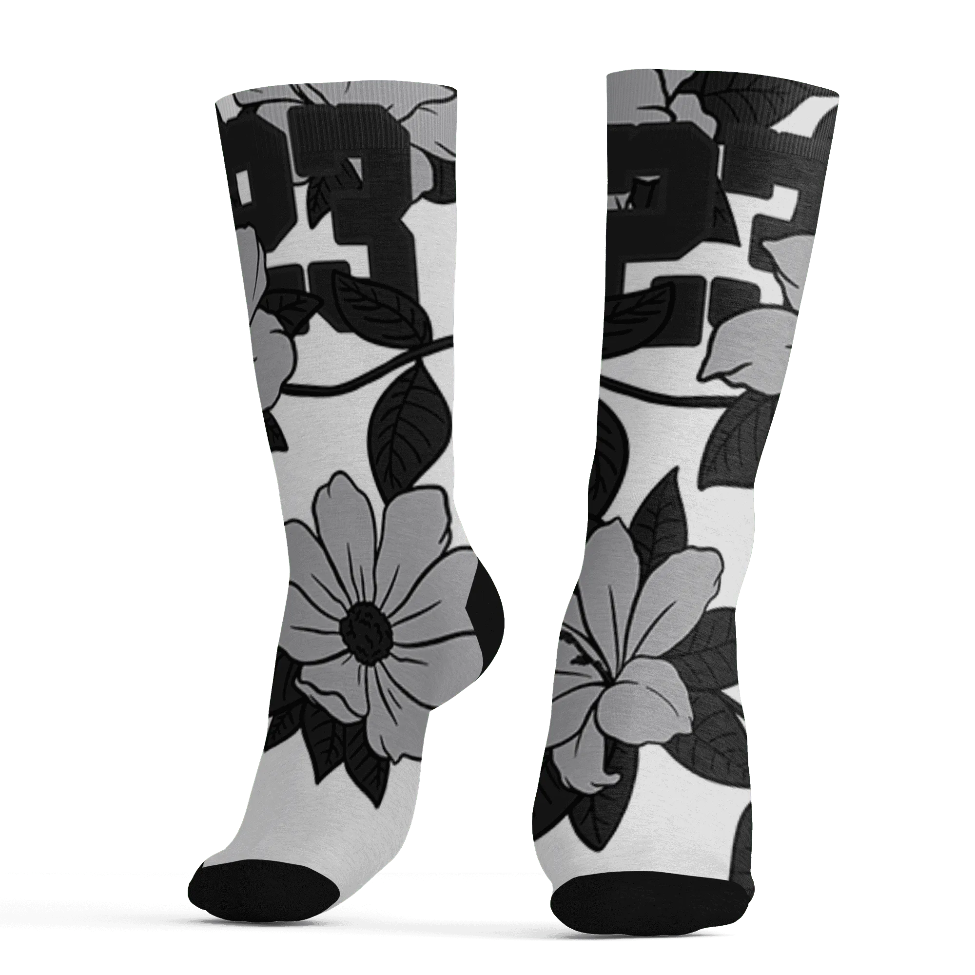Wolf-Grey-1s-Socks-Match-23-Floral-3D-Flower