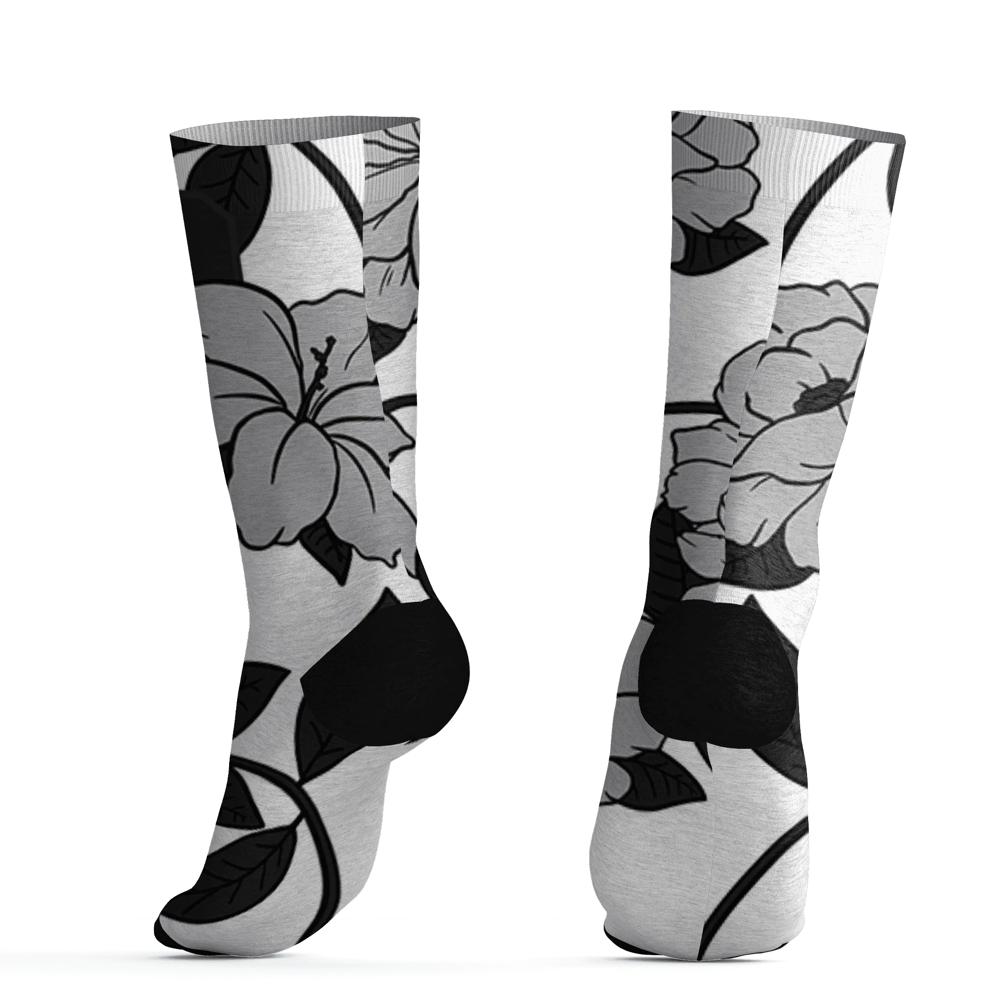 Wolf-Grey-1s-Socks-Match-23-Floral-3D-Flower