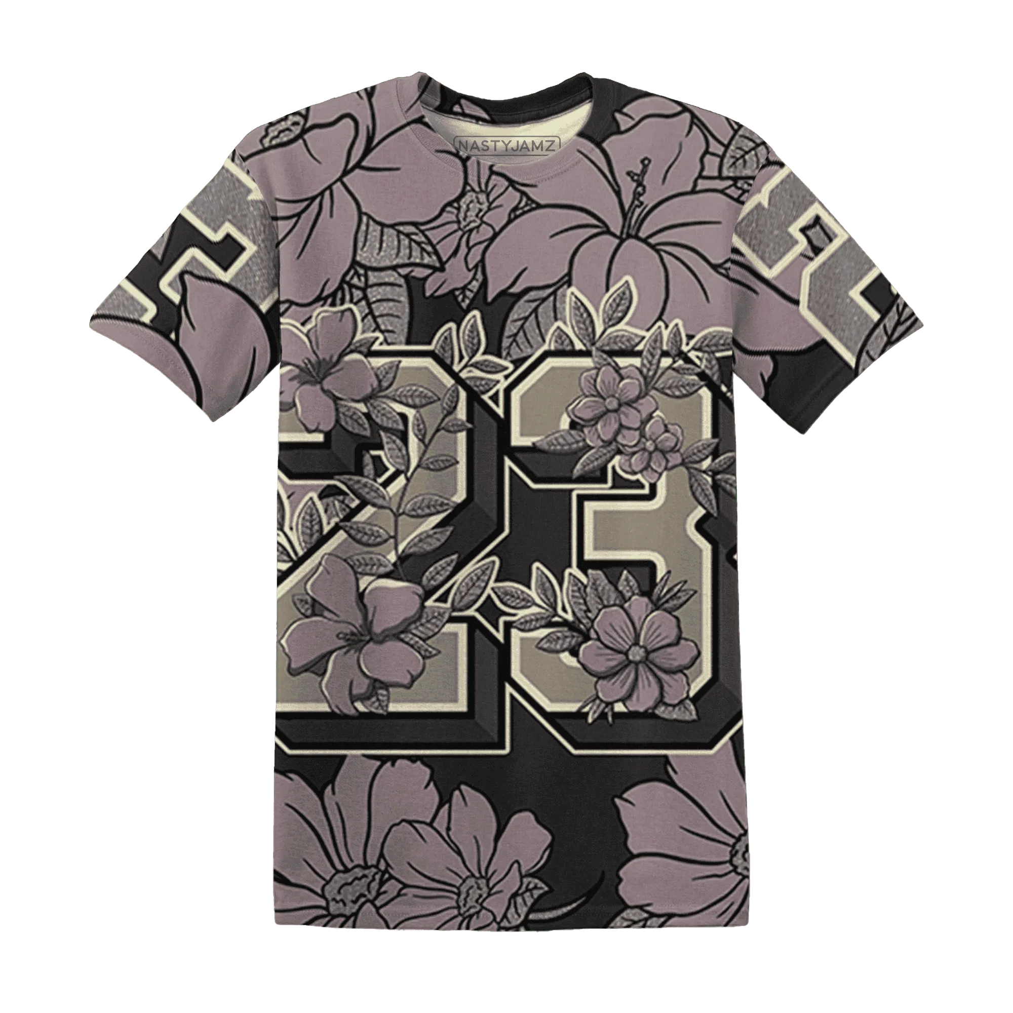 Black-Violet-Ore-3s-T-Shirt-Match-23-Floral-3D-Flower