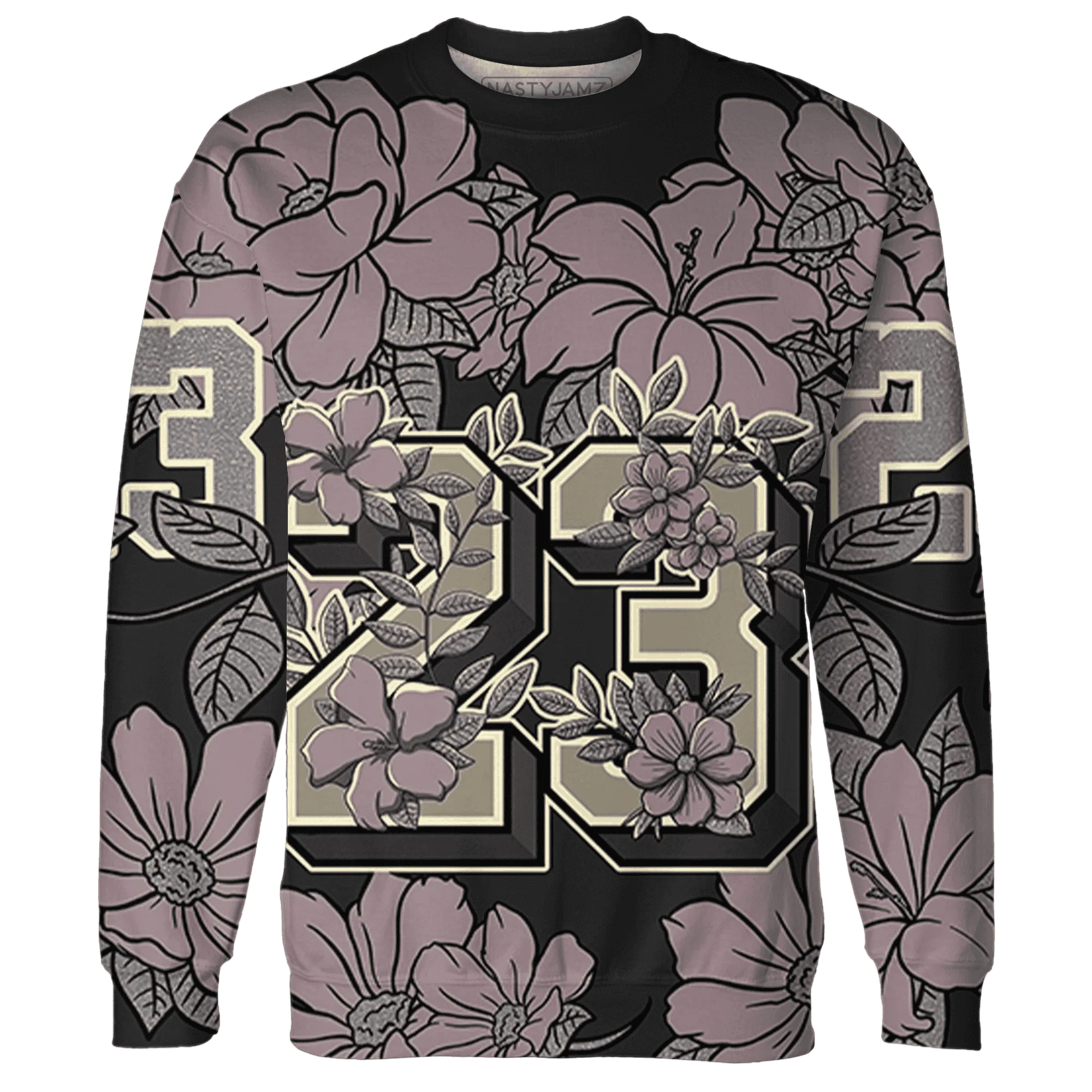 Black-Violet-Ore-3s-Sweatshirt-Match-23-Floral-3D-Flower