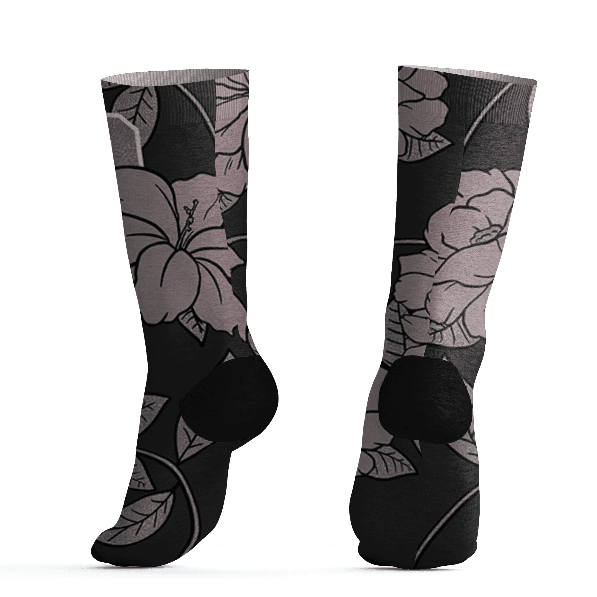 Black-Violet-Ore-3s-Socks-Match-23-Floral-3D-Flower