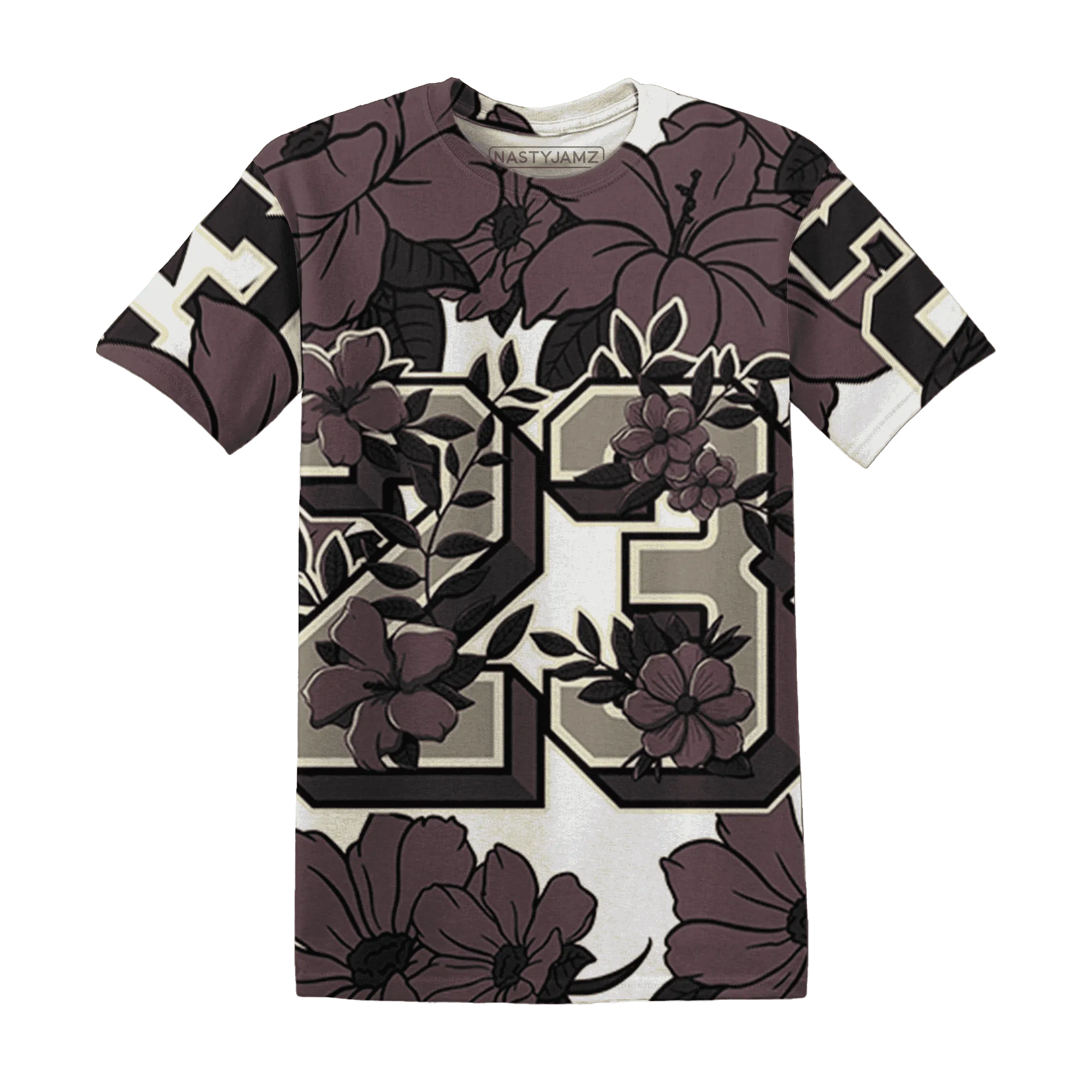 Burgundy-Crush-3s-T-Shirt-Match-23-Floral-3D-Flower