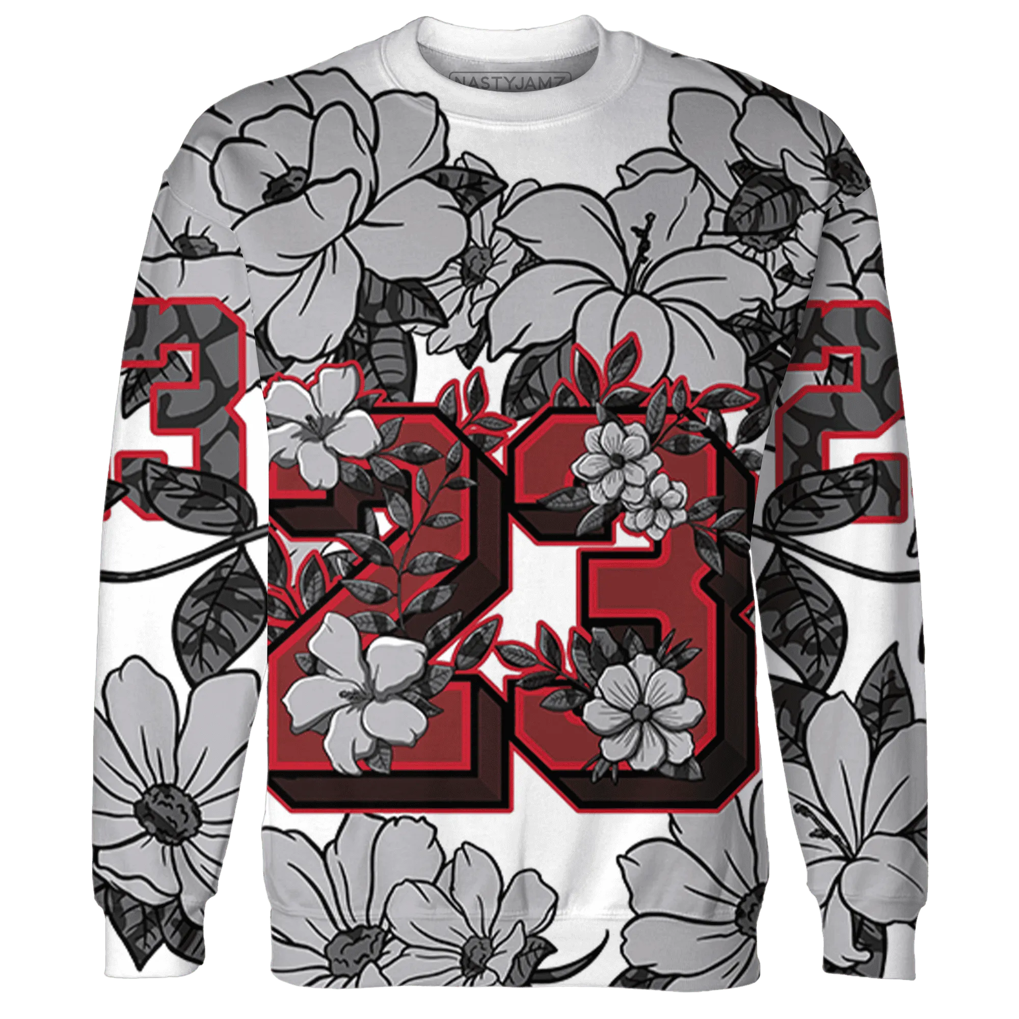 Cement-Grey-3s-Sweatshirt-Match-23-Floral-3D-Flower