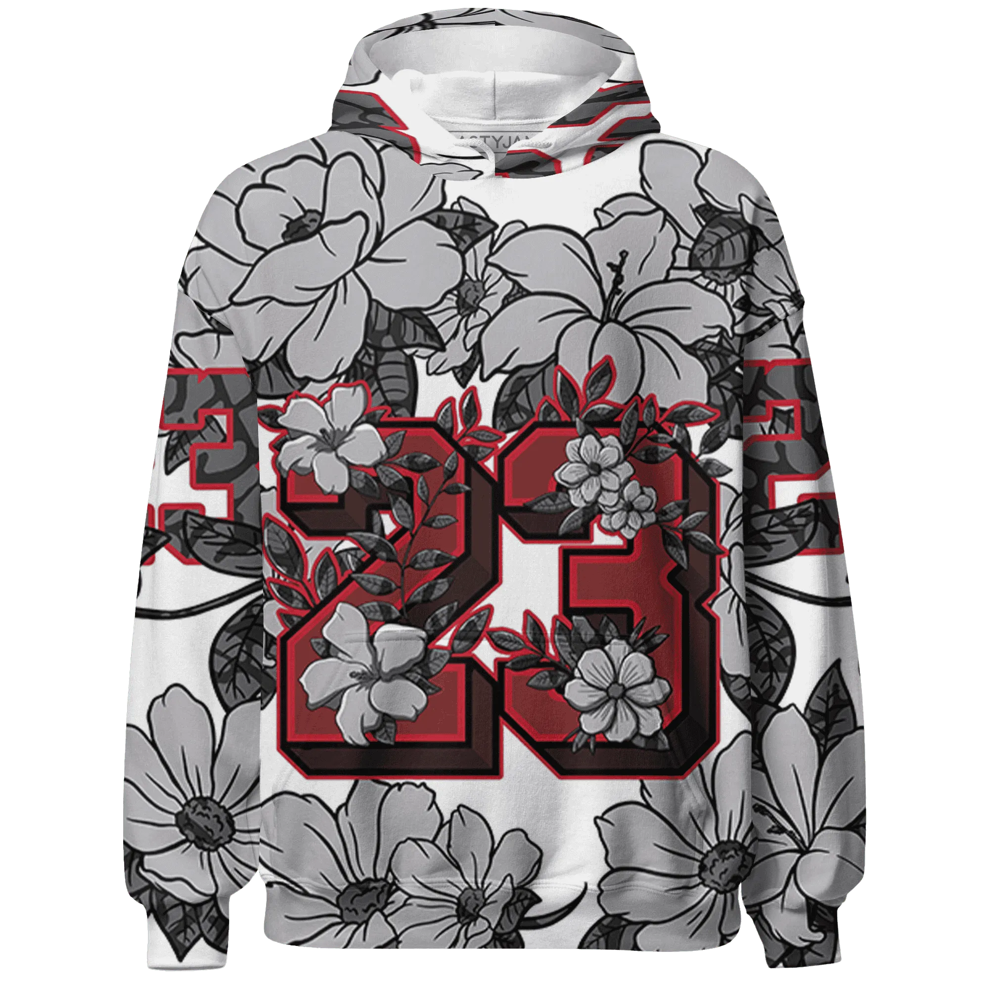 Cement-Grey-3s-Hoodie-Match-23-Floral-3D-Flower