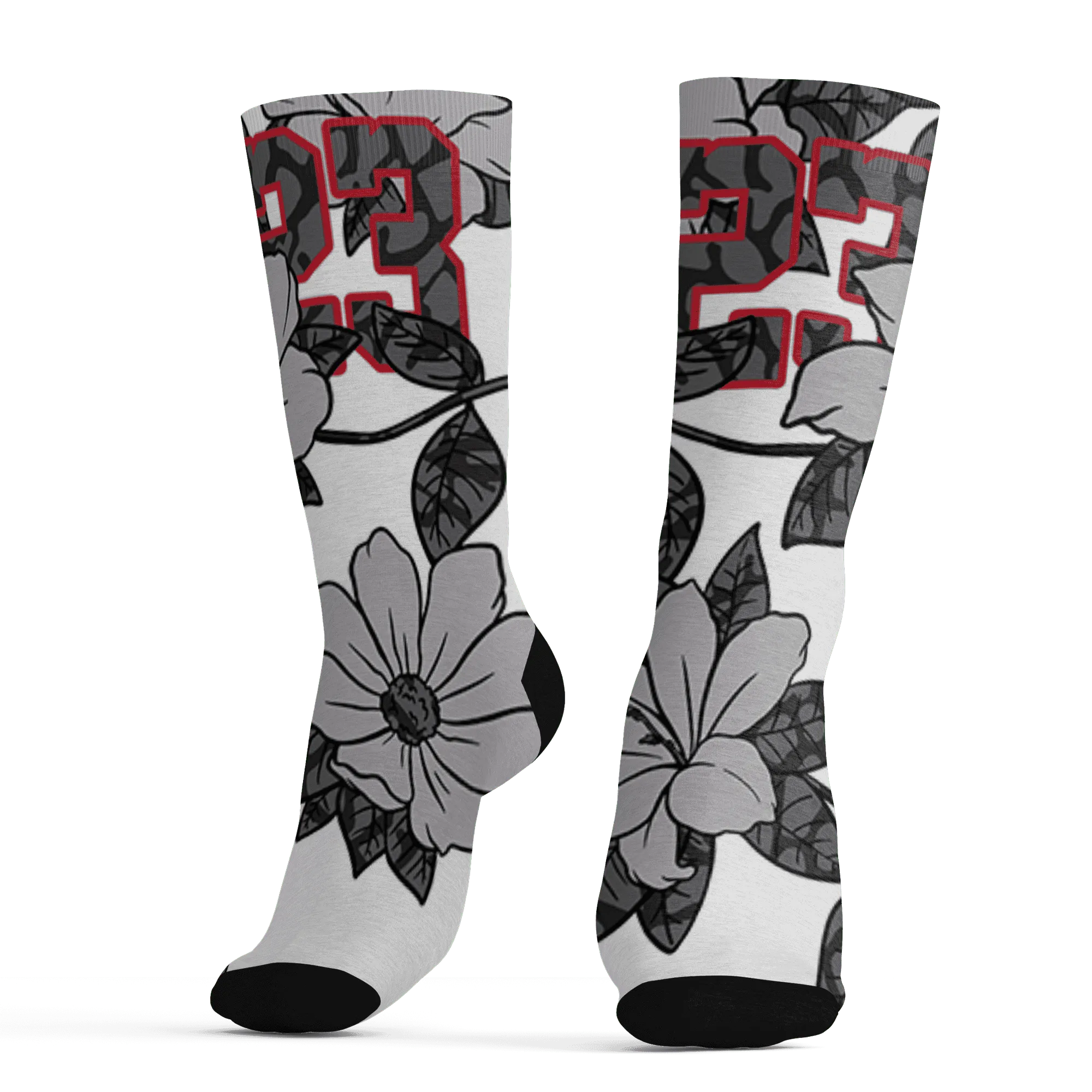 Cement-Grey-3s-Socks-Match-23-Floral-3D-Flower