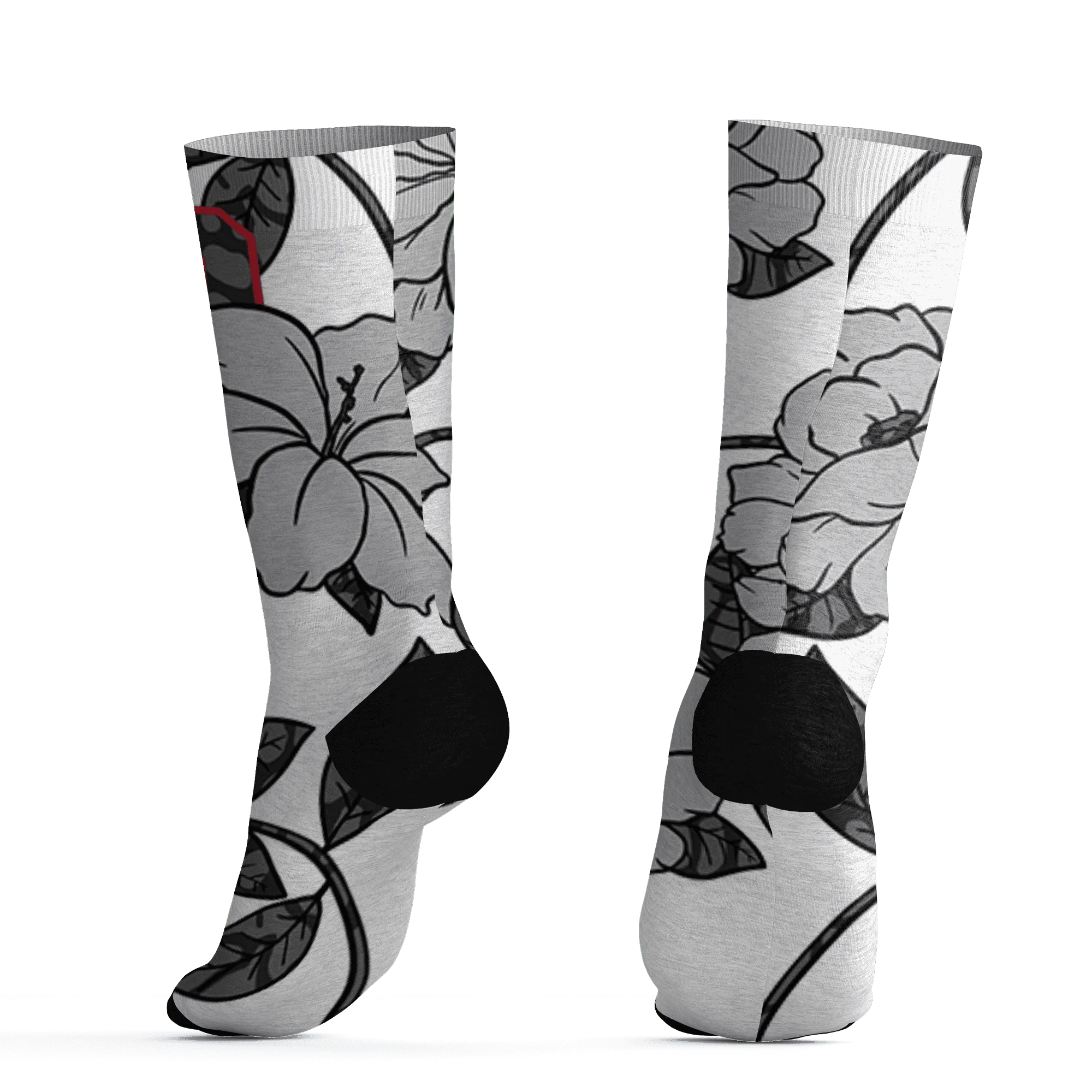 Cement-Grey-3s-Socks-Match-23-Floral-3D-Flower
