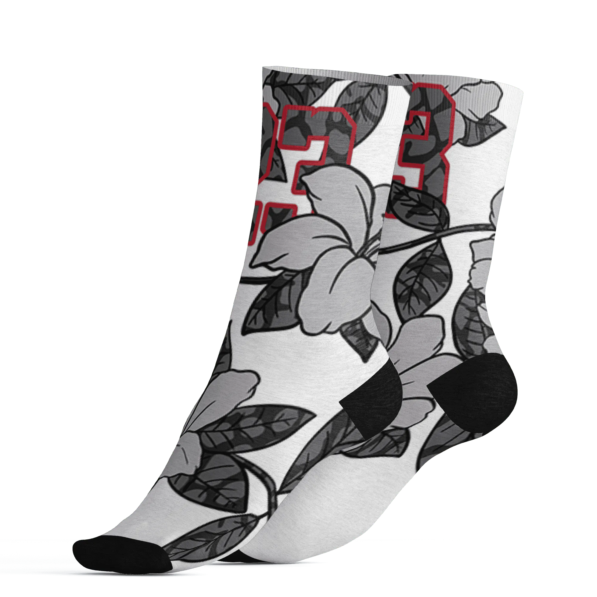 Cement-Grey-3s-Socks-Match-23-Floral-3D-Flower