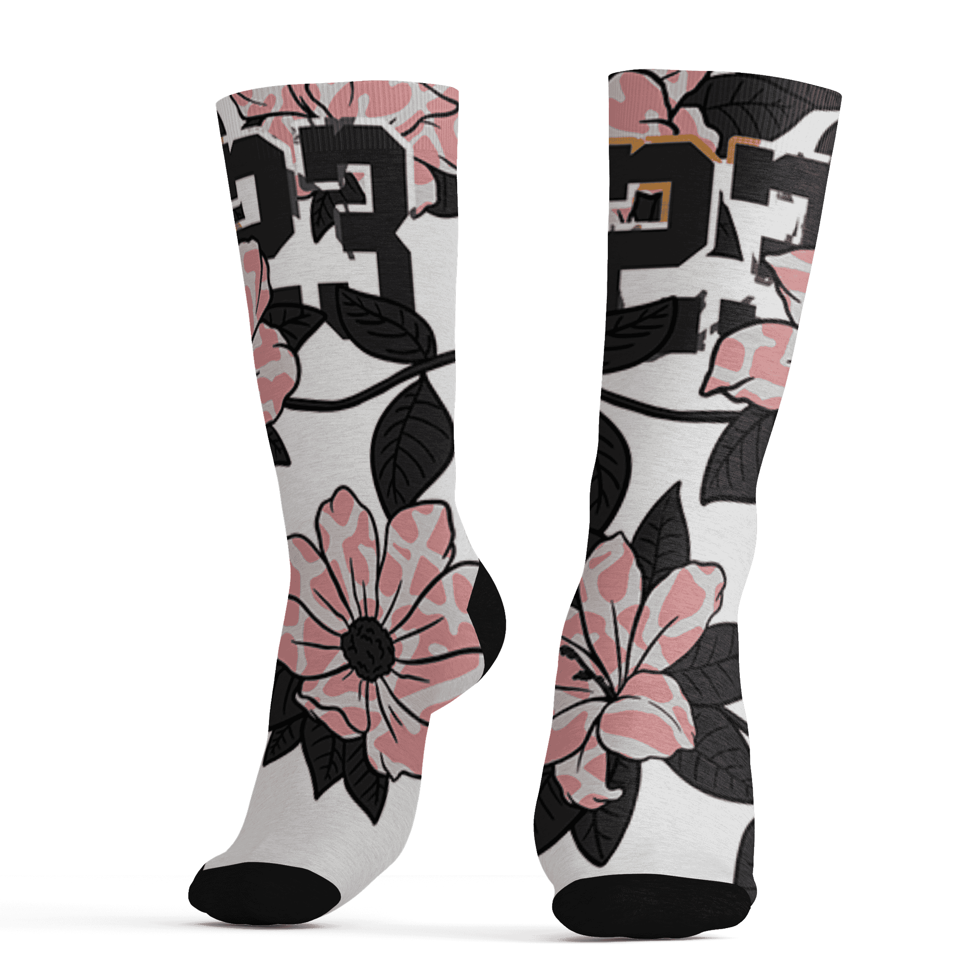 Red Stardust 3s Socks Match 23 Floral 3D All-Over Print Flower - NastyJamz