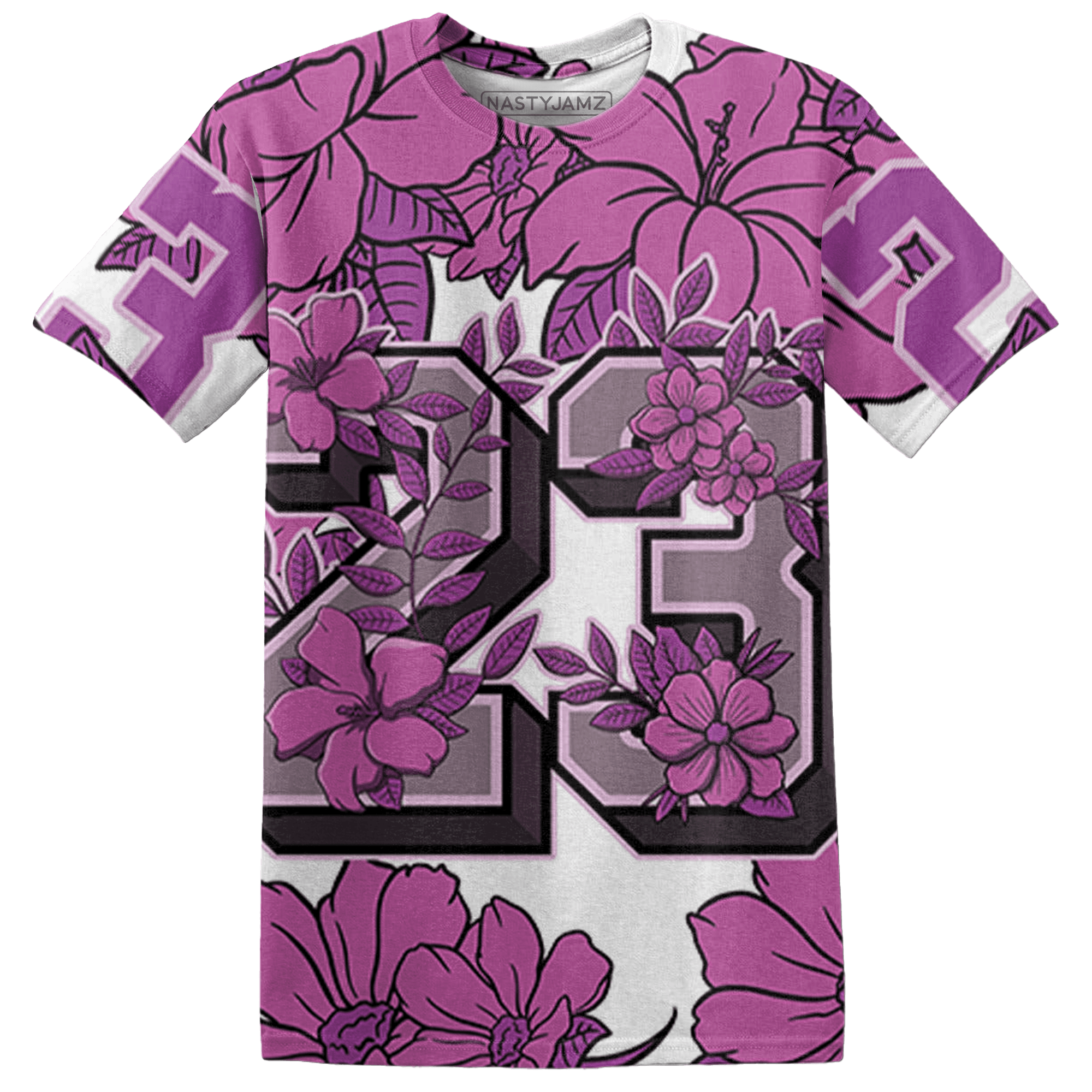 GS Hyper Violet 4s T Shirt Match 23 Floral 3D All-Over Print Flower - NastyJamz