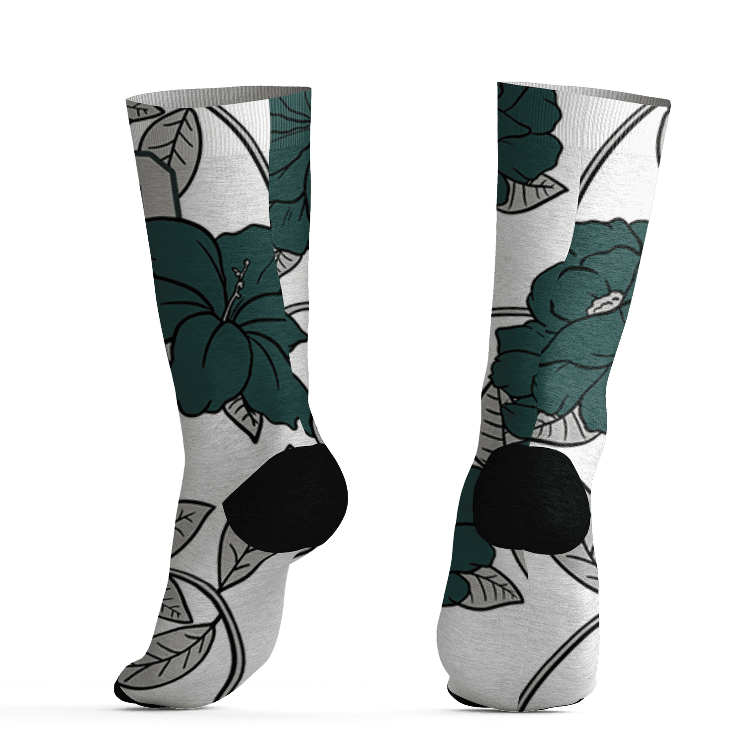 Oxidized Green 4s Socks Match 23 Floral 3D All-Over Print Flower - NastyJamz
