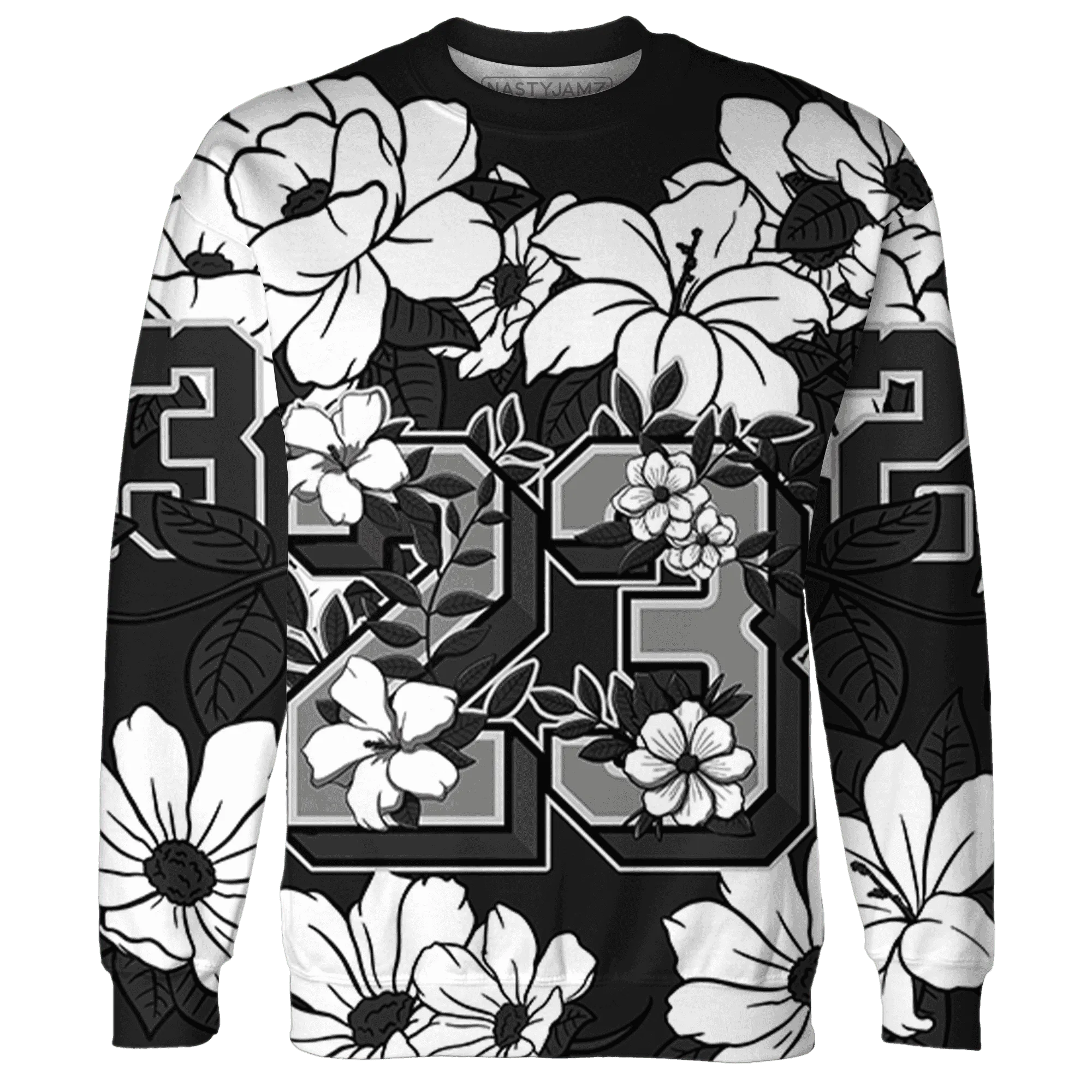 White-Thunder-4s-Sweatshirt-Match-23-Floral-3D-Flower