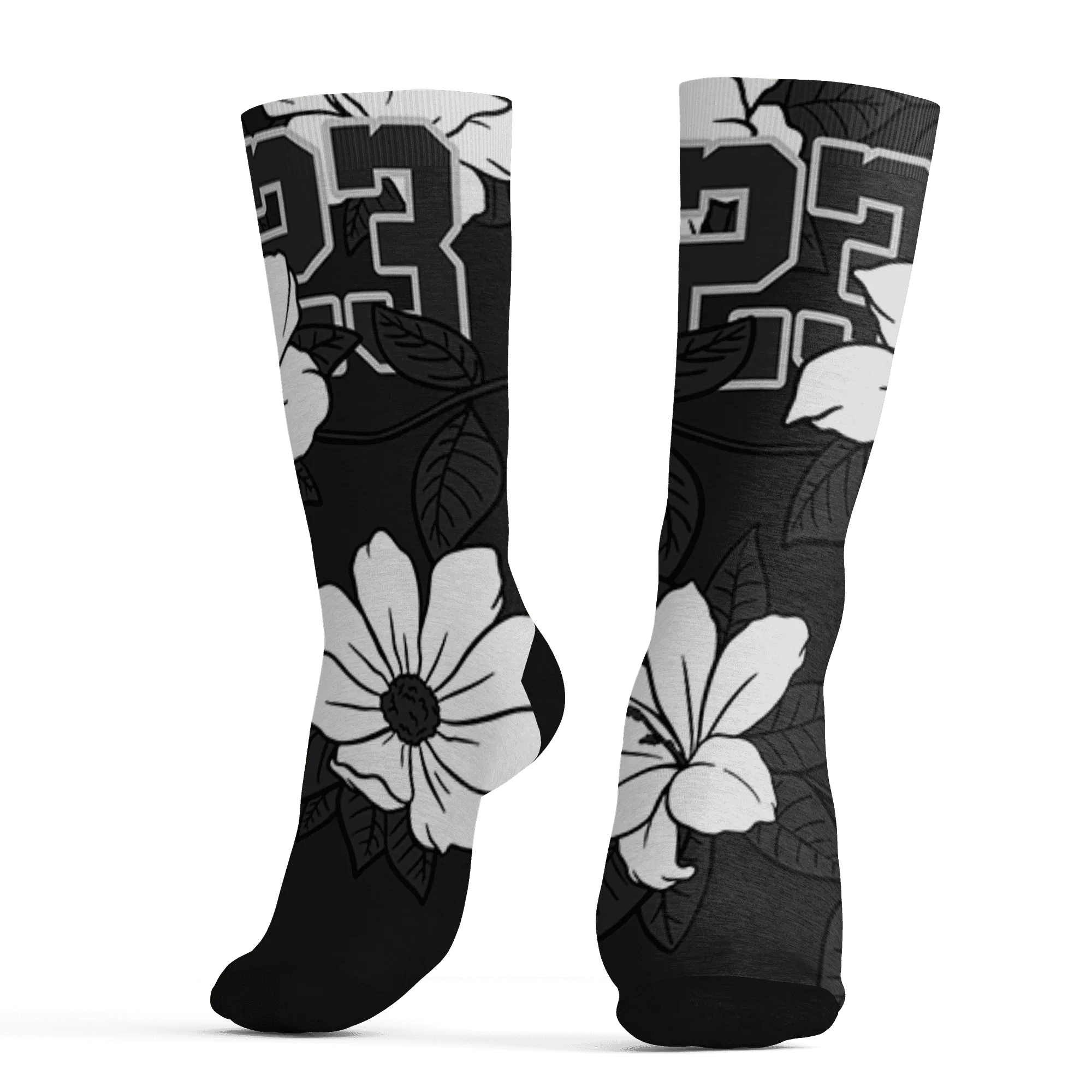 White-Thunder-4s-Socks-Match-23-Floral-3D-Flower