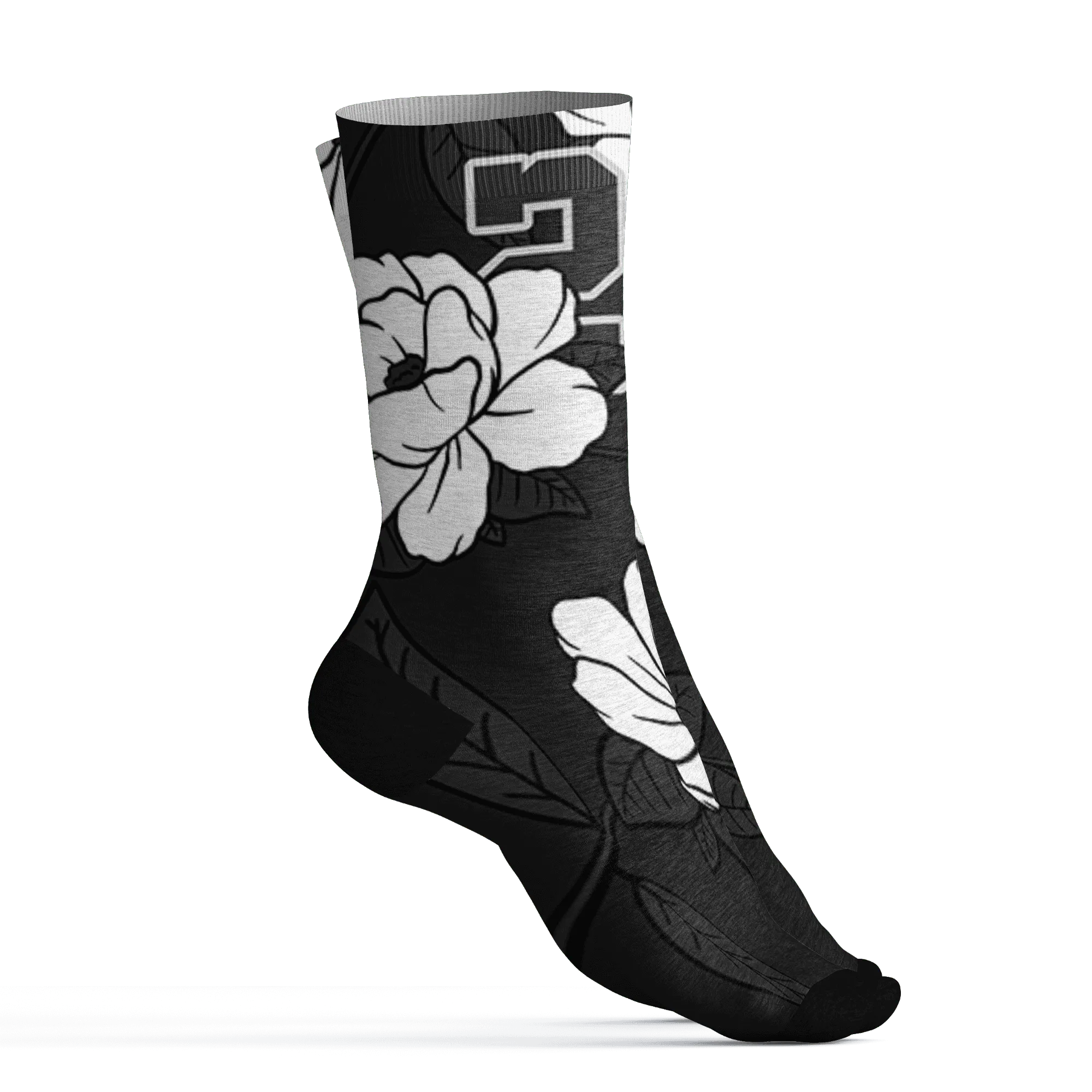 White-Thunder-4s-Socks-Match-23-Floral-3D-Flower