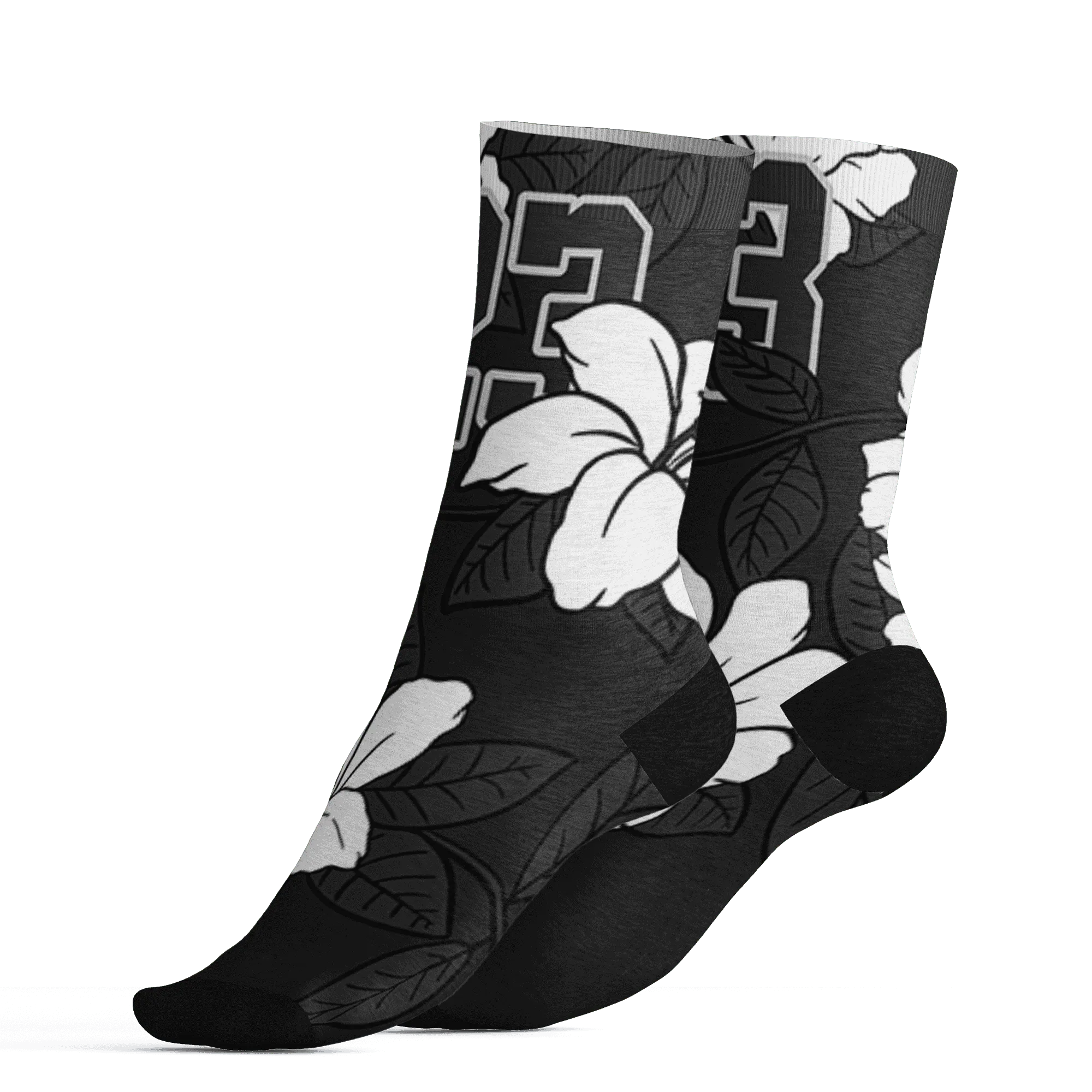 White-Thunder-4s-Socks-Match-23-Floral-3D-Flower