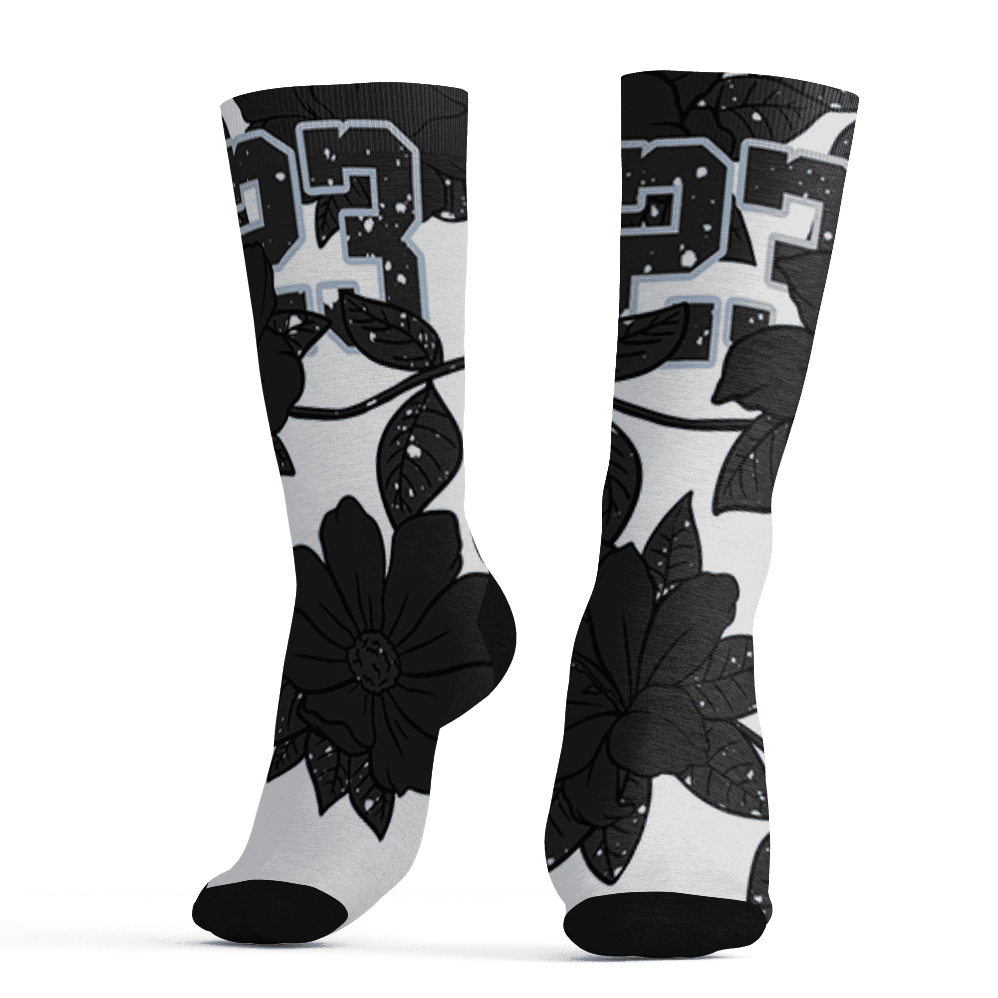 AJ 6 Reverse Oreo Socks Match 23 Floral 3D All-Over Print Flower - NastyJamz