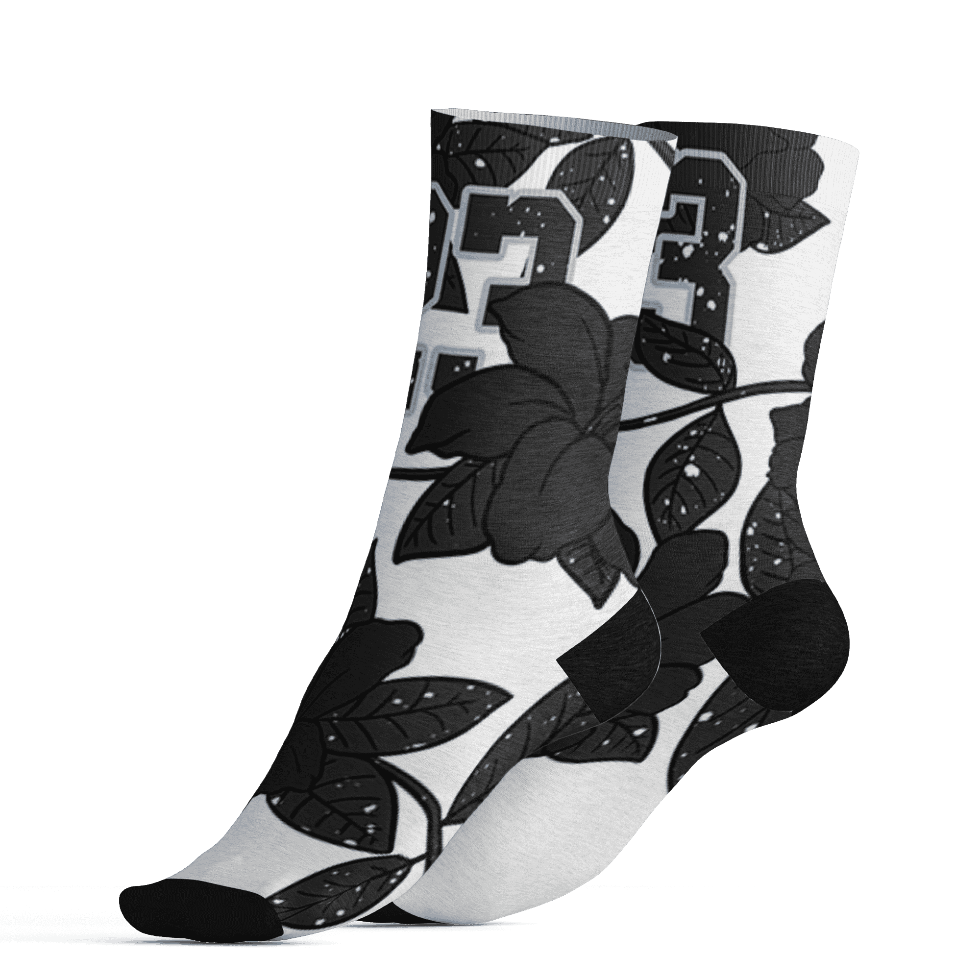 AJ 6 Reverse Oreo Socks Match 23 Floral 3D All-Over Print Flower - NastyJamz
