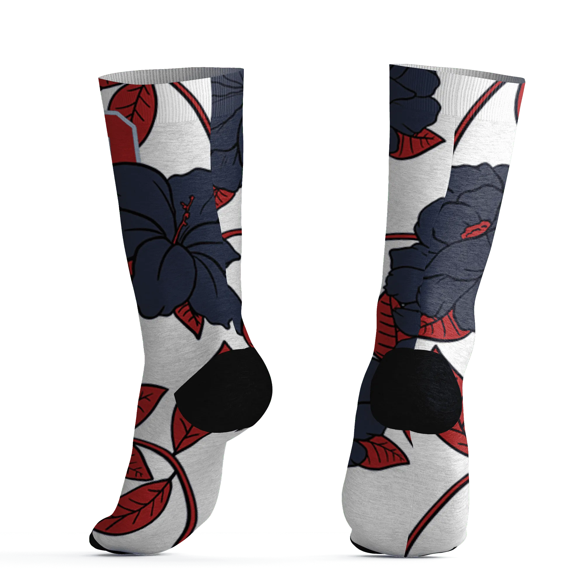 White-Navy-6s-Socks-Match-23-Floral-3D-Flower