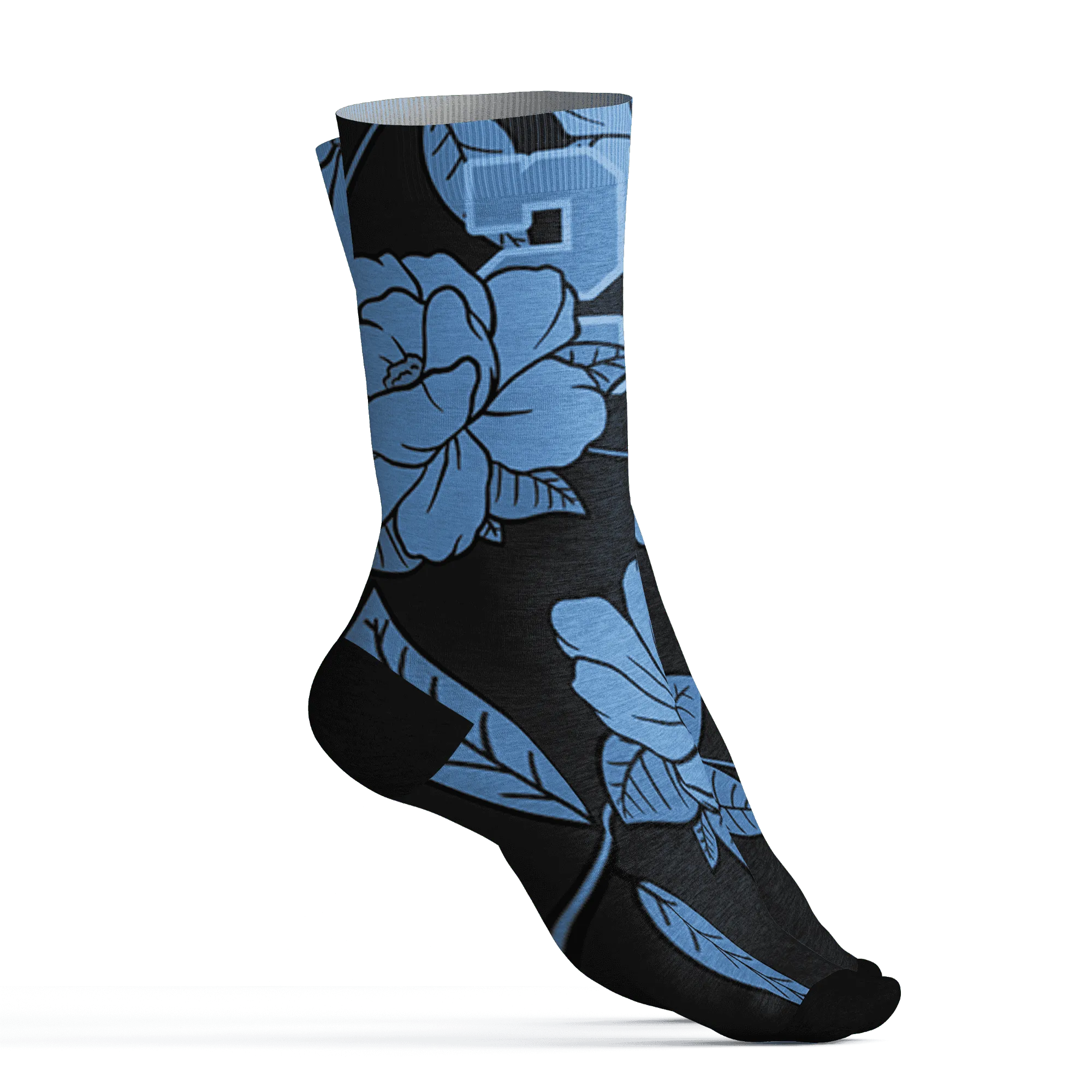 AM-Plus-Black-Univercitii-Blue-Socks-Match-23-Floral-3D-Flower