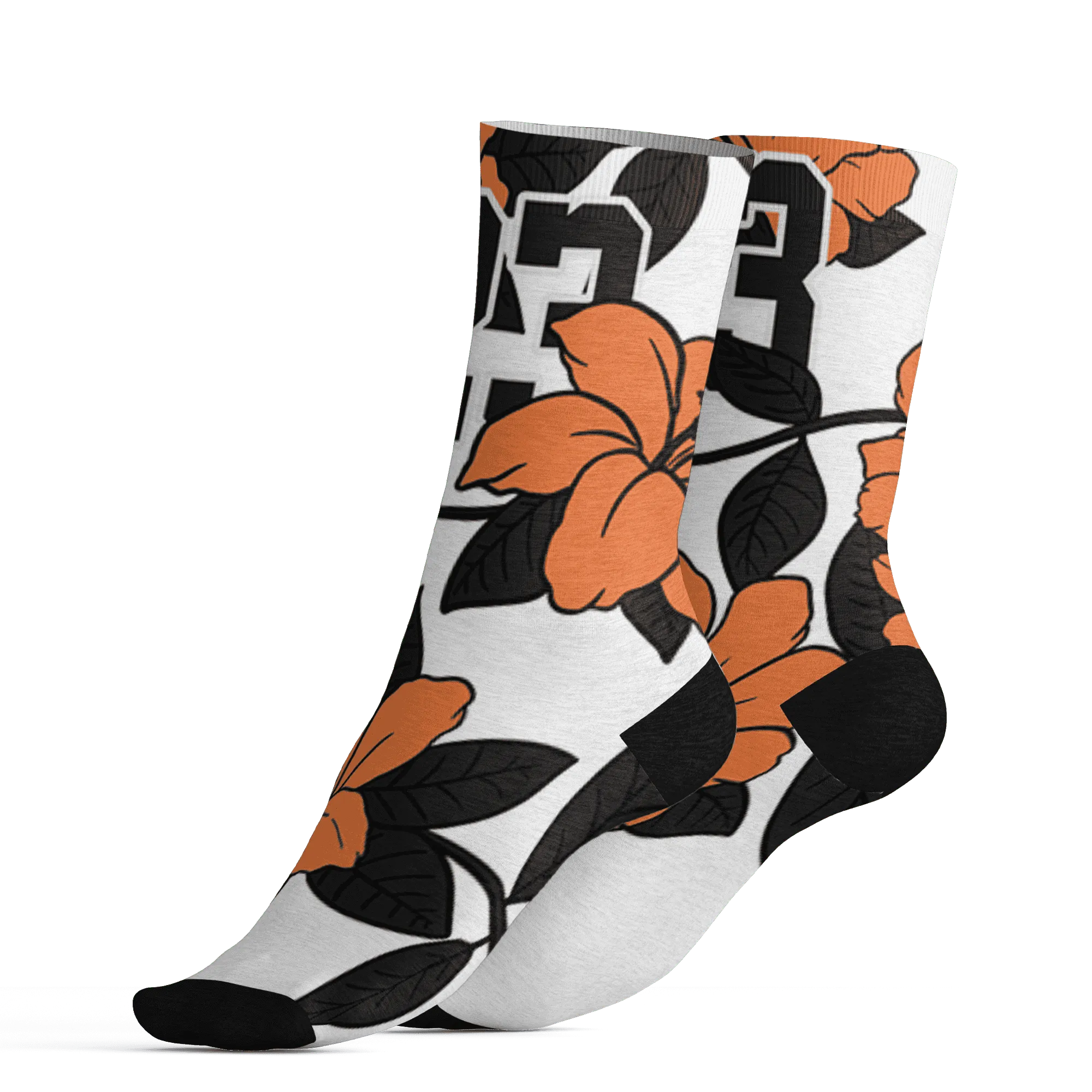 AM-TW-White-Orange-Socks-Match-23-Floral-3D-Flower
